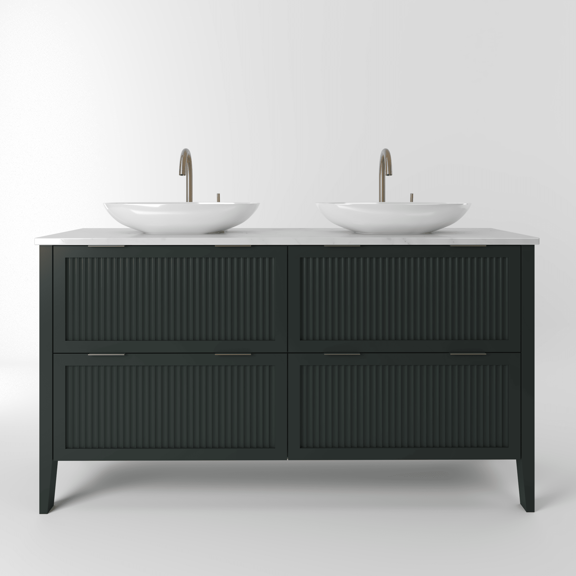 The Clifton | Painted Fluted Double Vanity 1400mm Studio Green - Mockridge Design