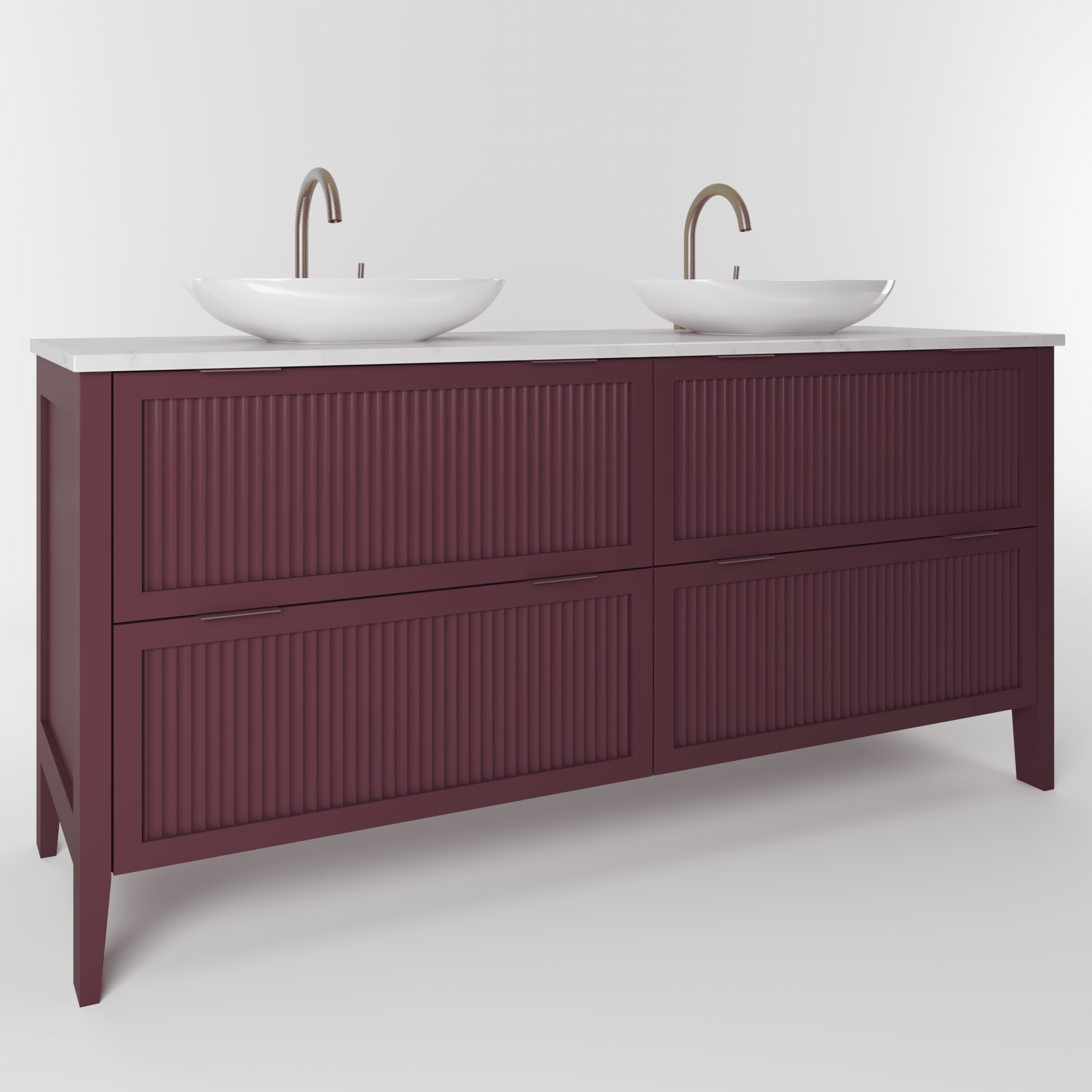 The Clifton | Painted Fluted Double Vanity 1600mm Brinjal - Mockridge Design