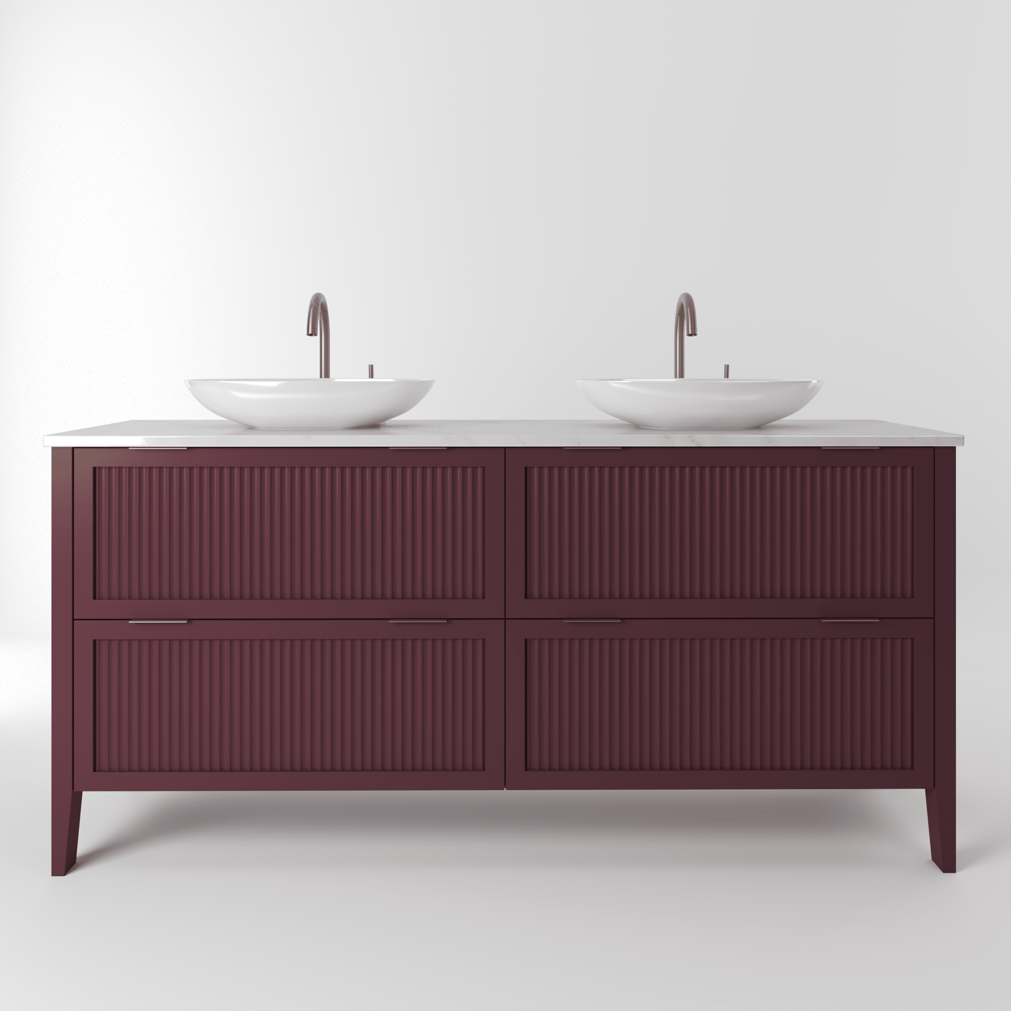 The Clifton | Painted Fluted Double Vanity 1600mm Brinjal - Mockridge Design