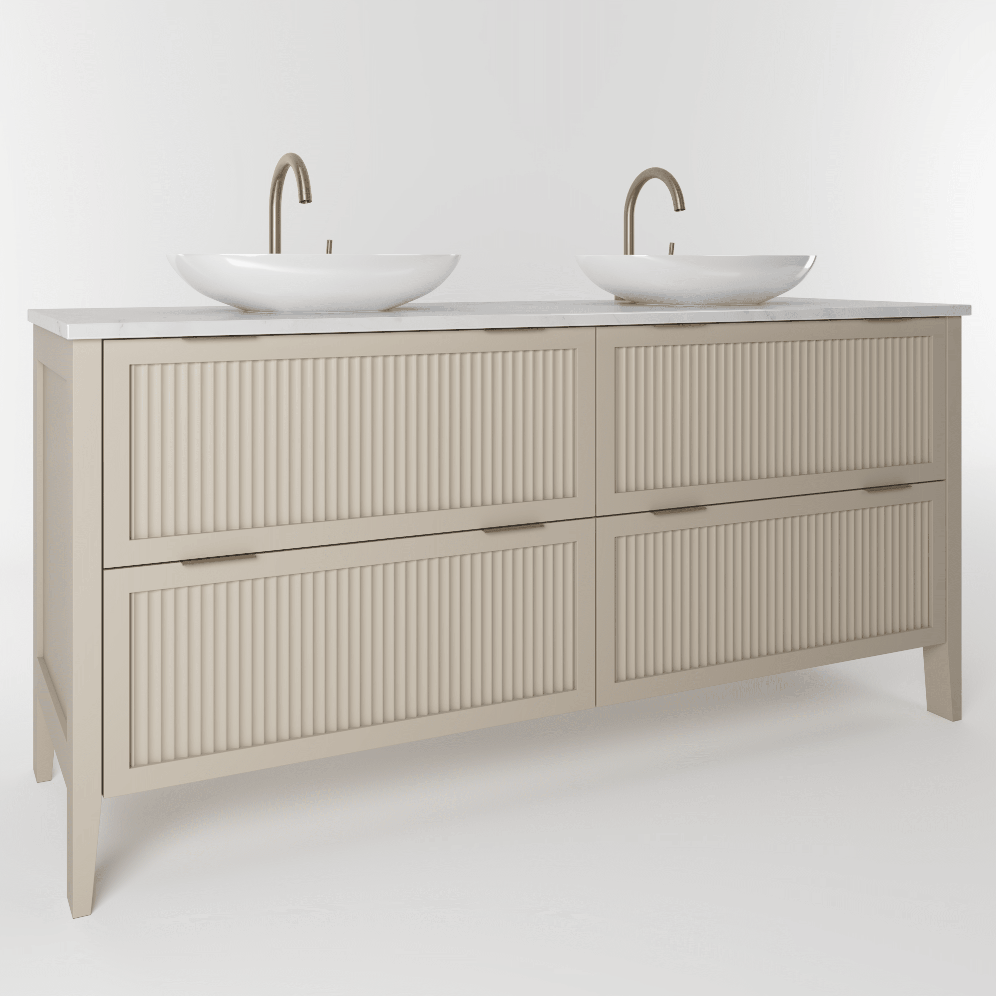 The Clifton | Painted Fluted Double Vanity 1600mm Elephants Breath - Mockridge Design