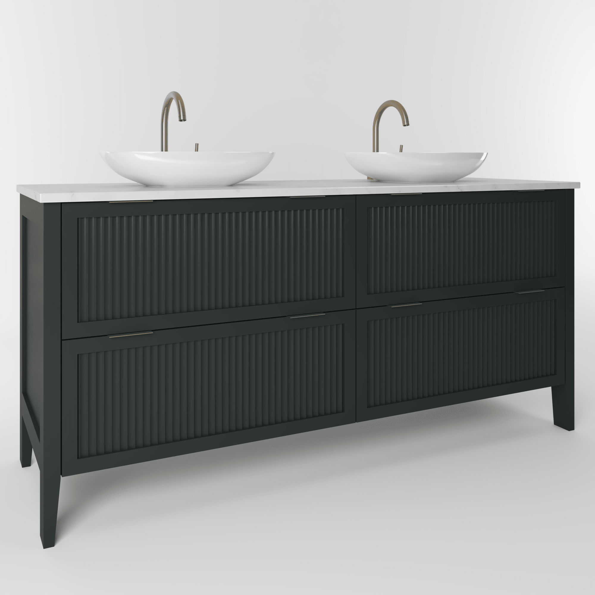 The Clifton | Painted Fluted Double Vanity 1600mm Studio Green - Mockridge Design
