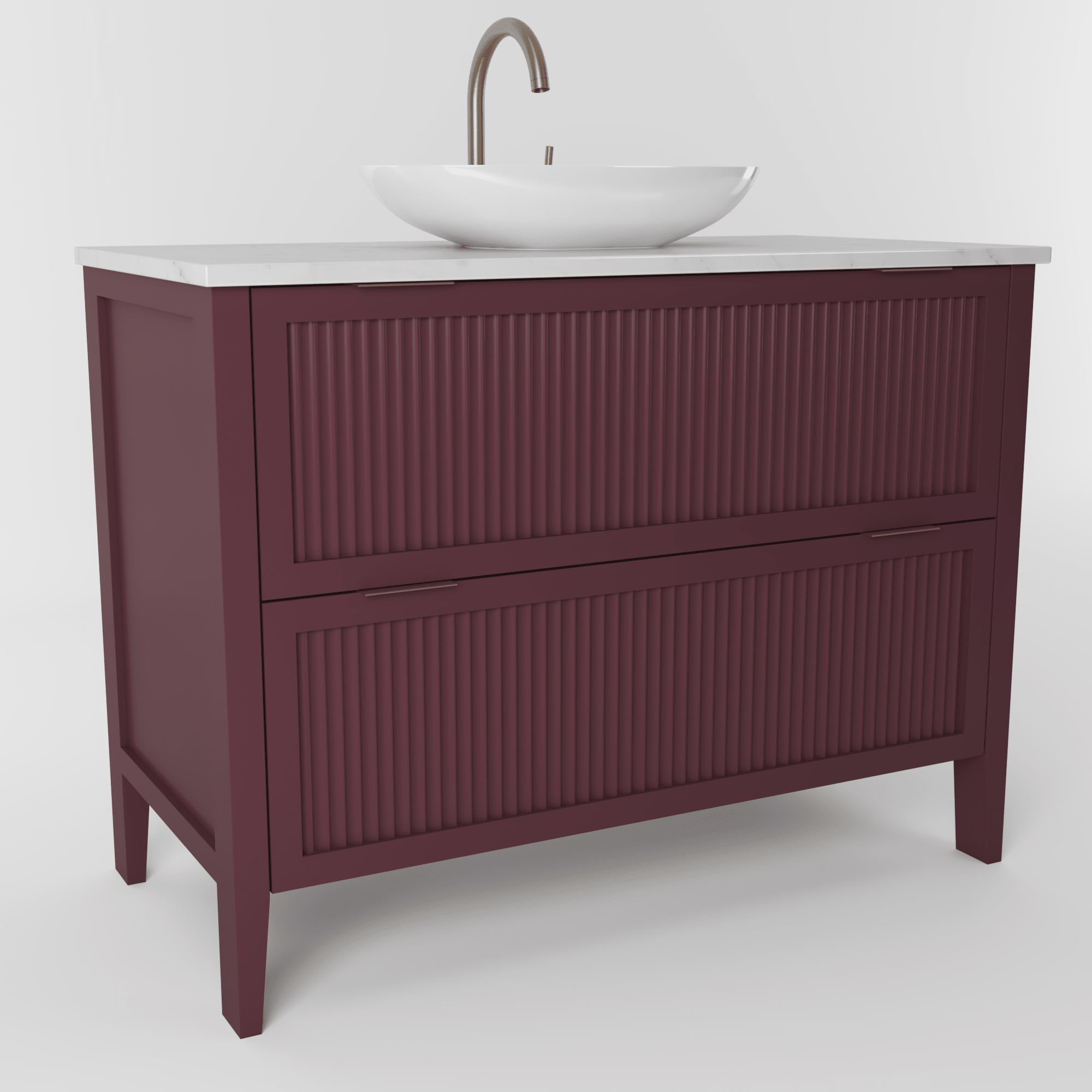 The Clifton | Painted Fluted Vanity 1000mm Brinjal - Mockridge Design