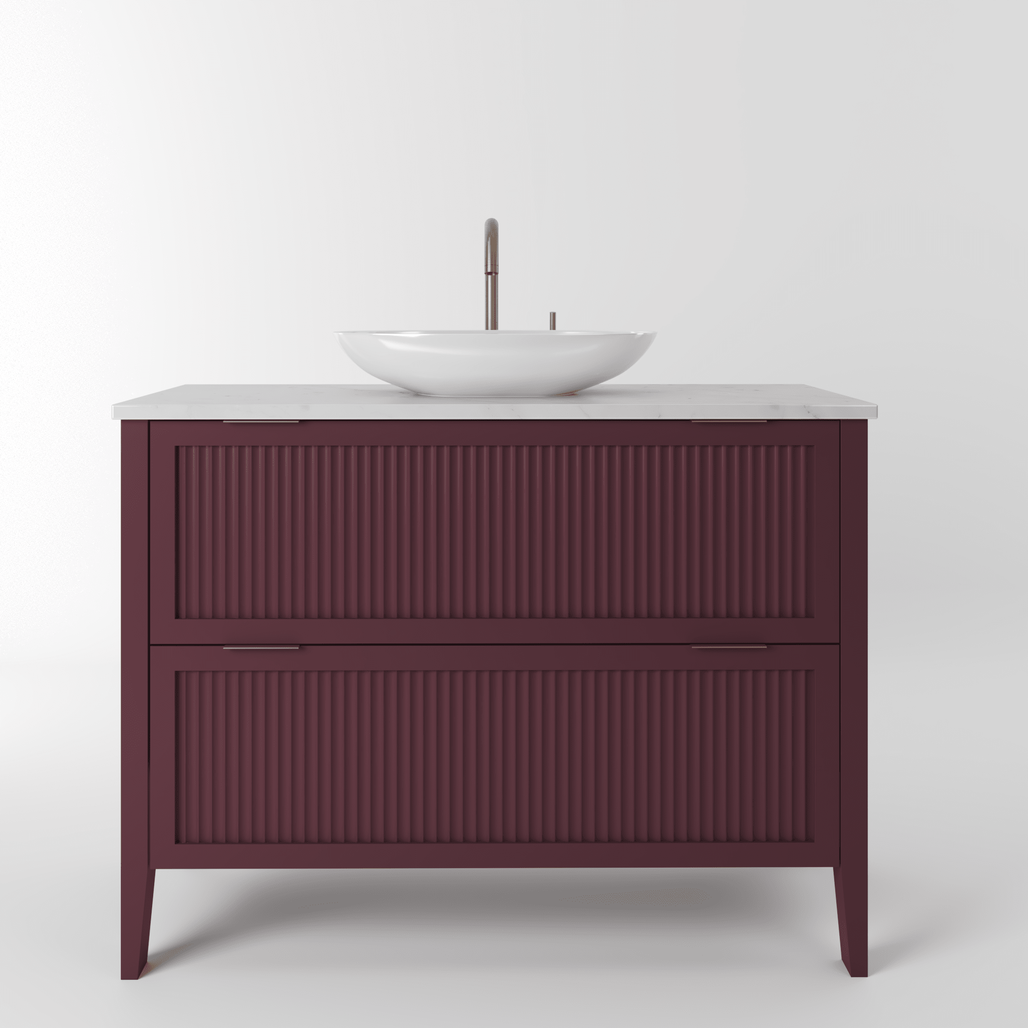 The Clifton | Painted Fluted Vanity 1000mm Brinjal - Mockridge Design
