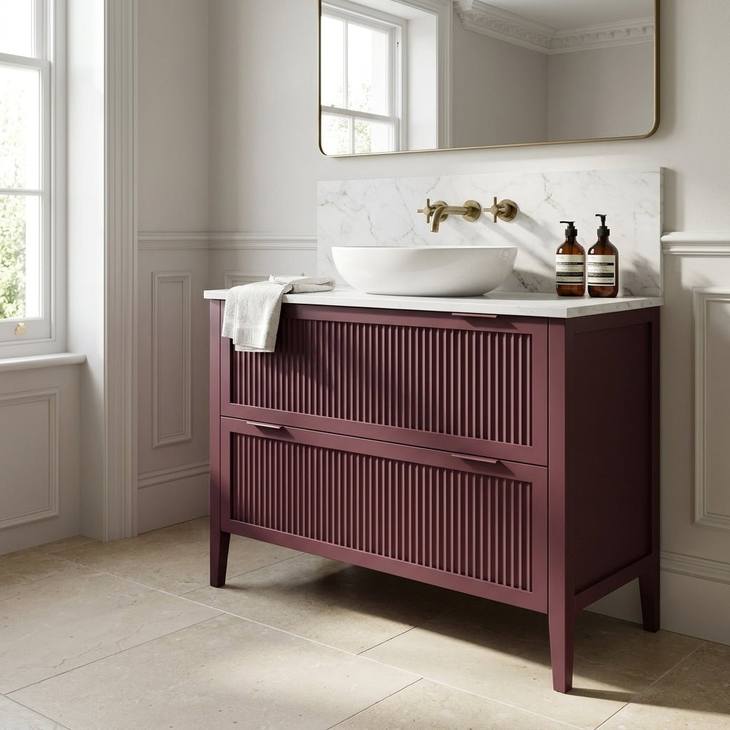 The Clifton | Painted Fluted Vanity 1000mm Brinjal - Mockridge Design