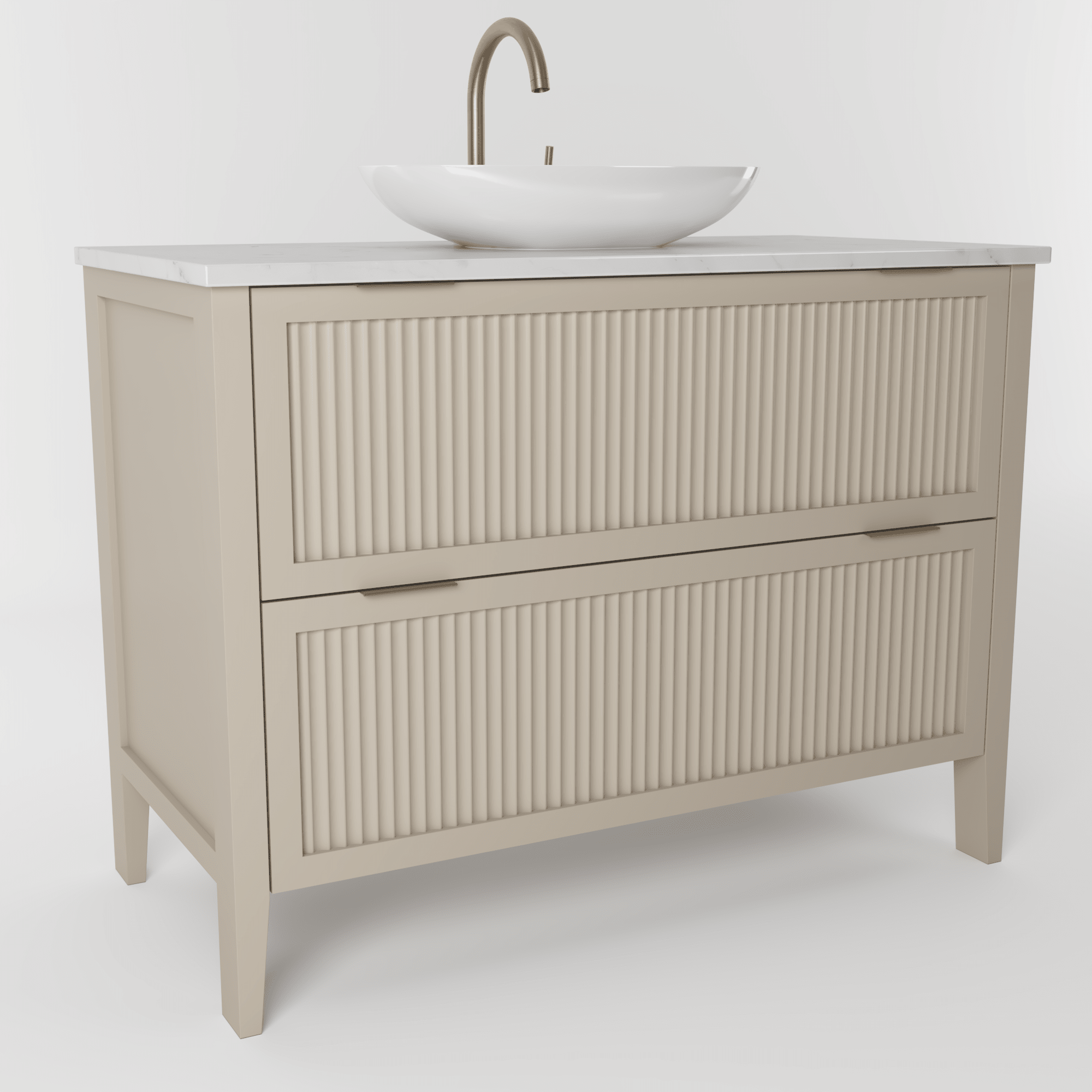 The Clifton | Painted Fluted Vanity 1000mm Elephants Breath - Mockridge Design