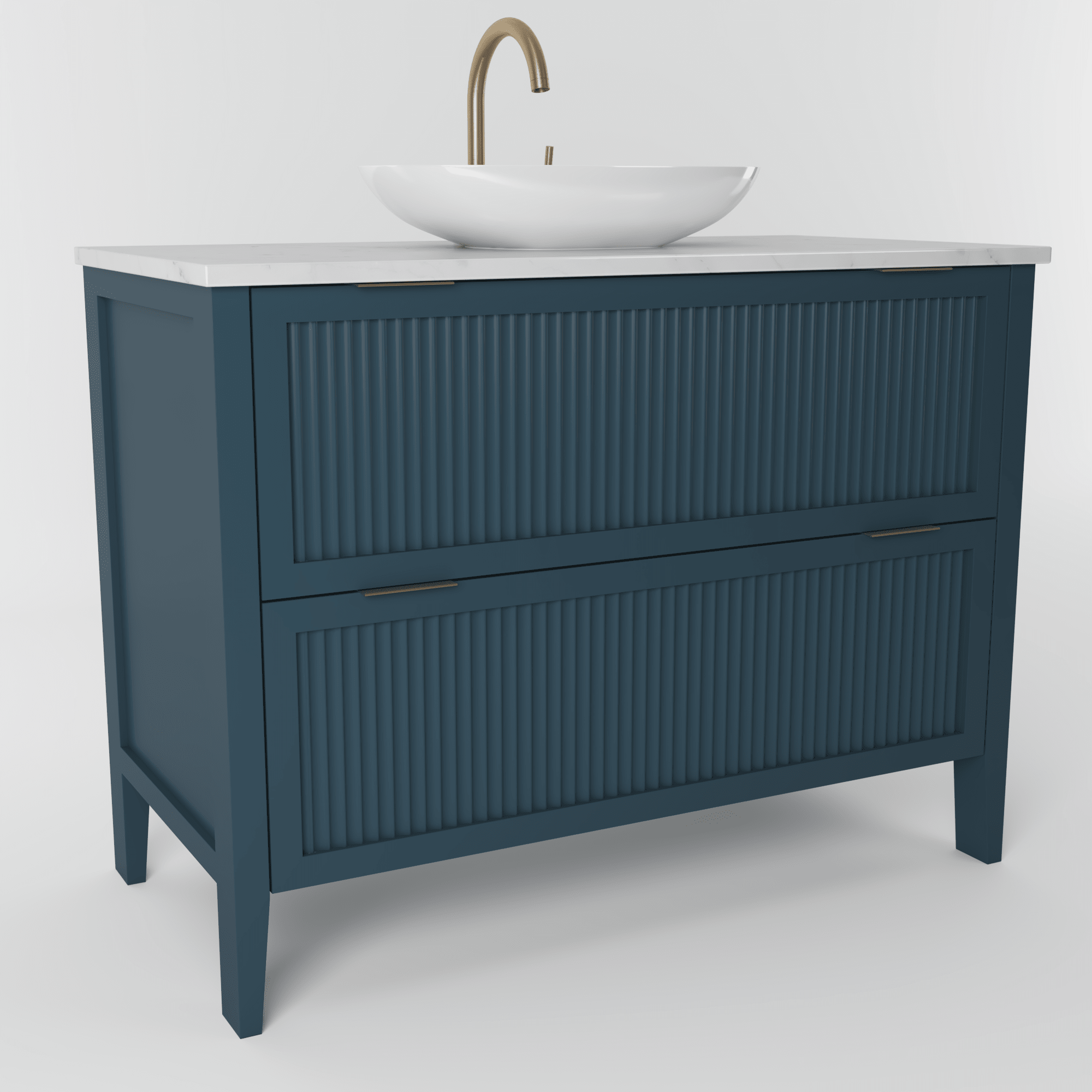 The Clifton | Painted Fluted Vanity 1000mm Stiffkey Blue - Mockridge Design