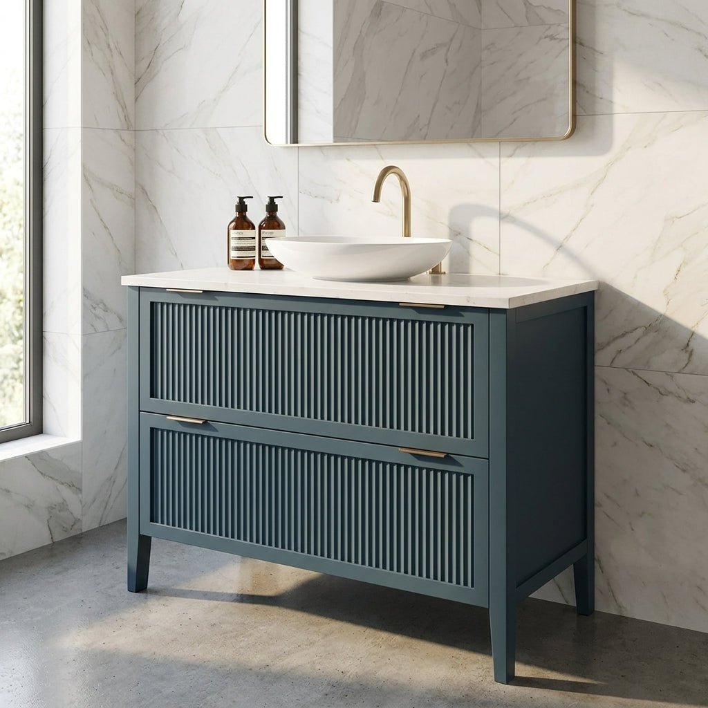 The Clifton | Painted Fluted Vanity 1000mm Stiffkey Blue - Mockridge Design