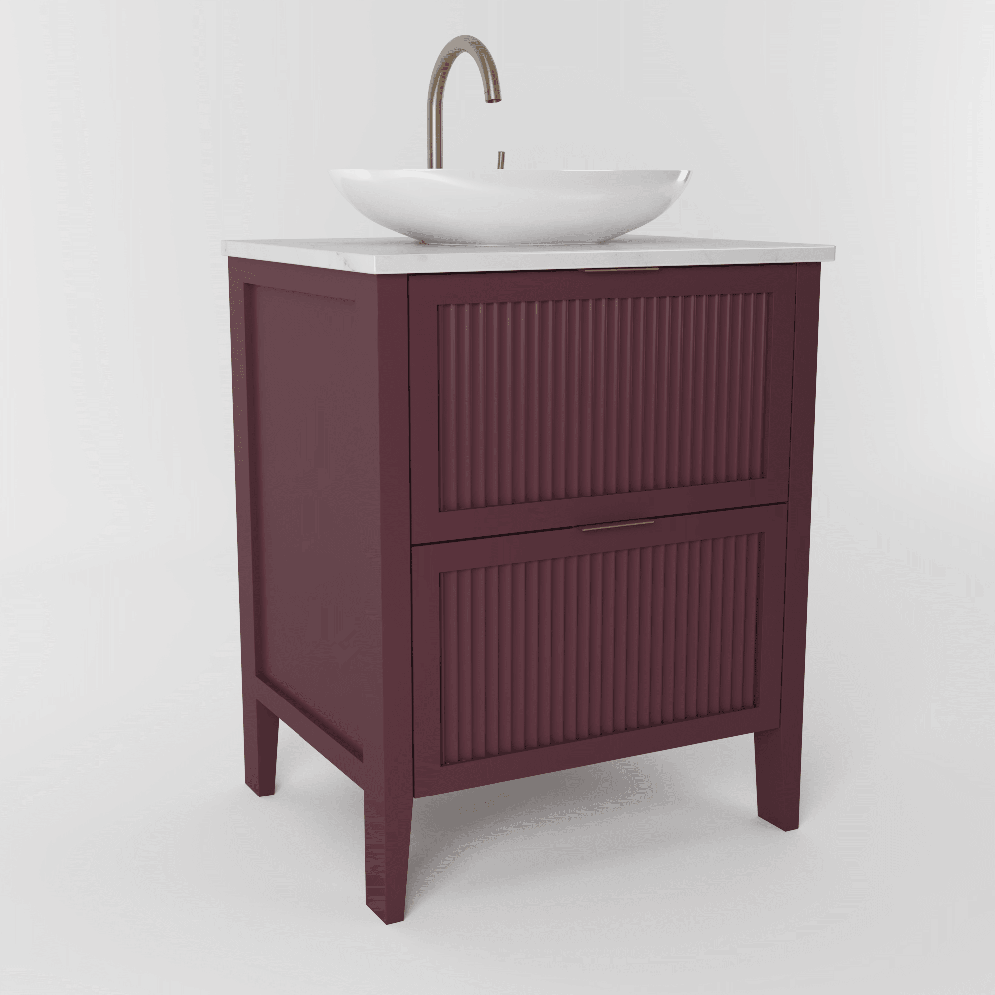 The Clifton | Painted Fluted Vanity 600mm Brinjal - Mockridge Design