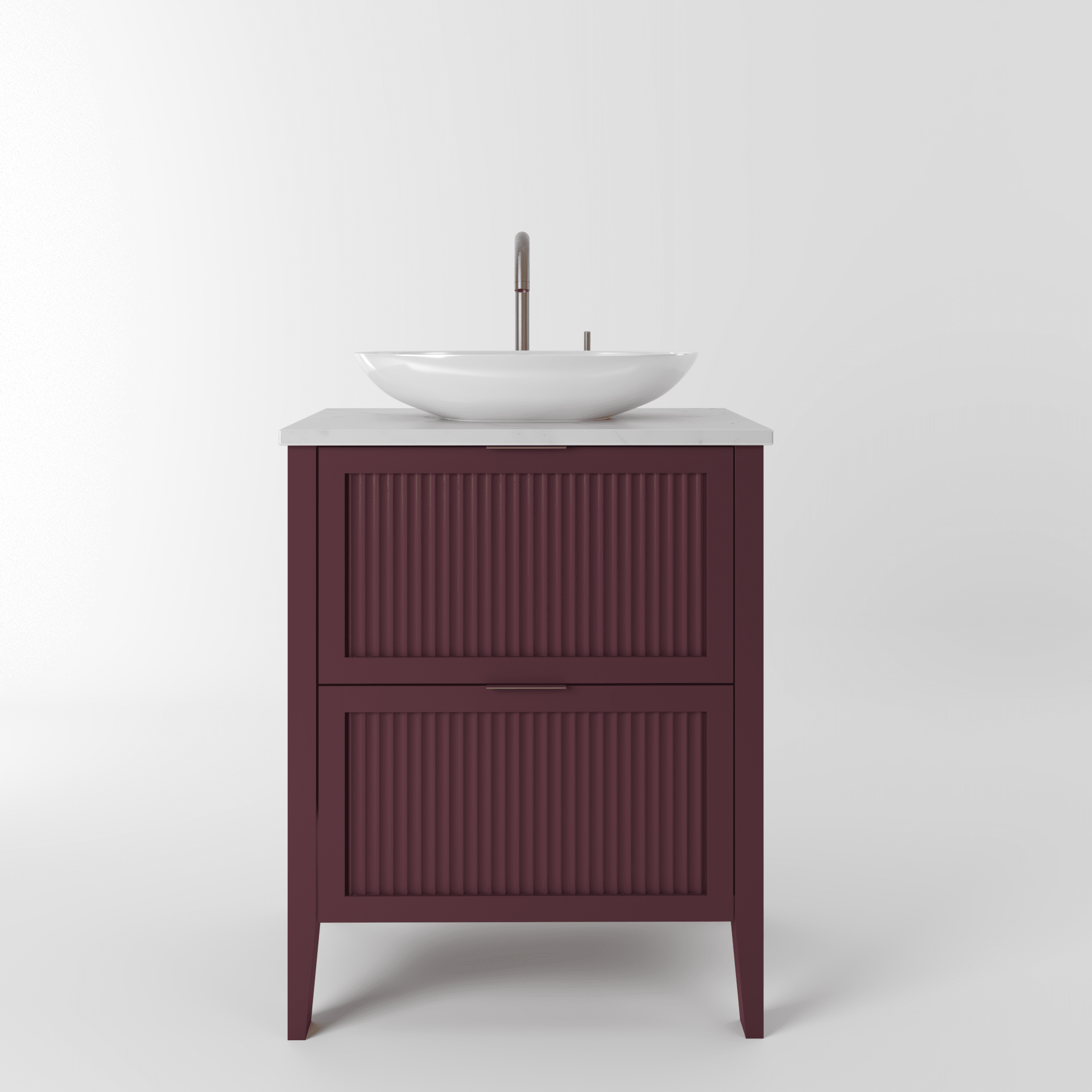 The Clifton | Painted Fluted Vanity 600mm Brinjal - Mockridge Design