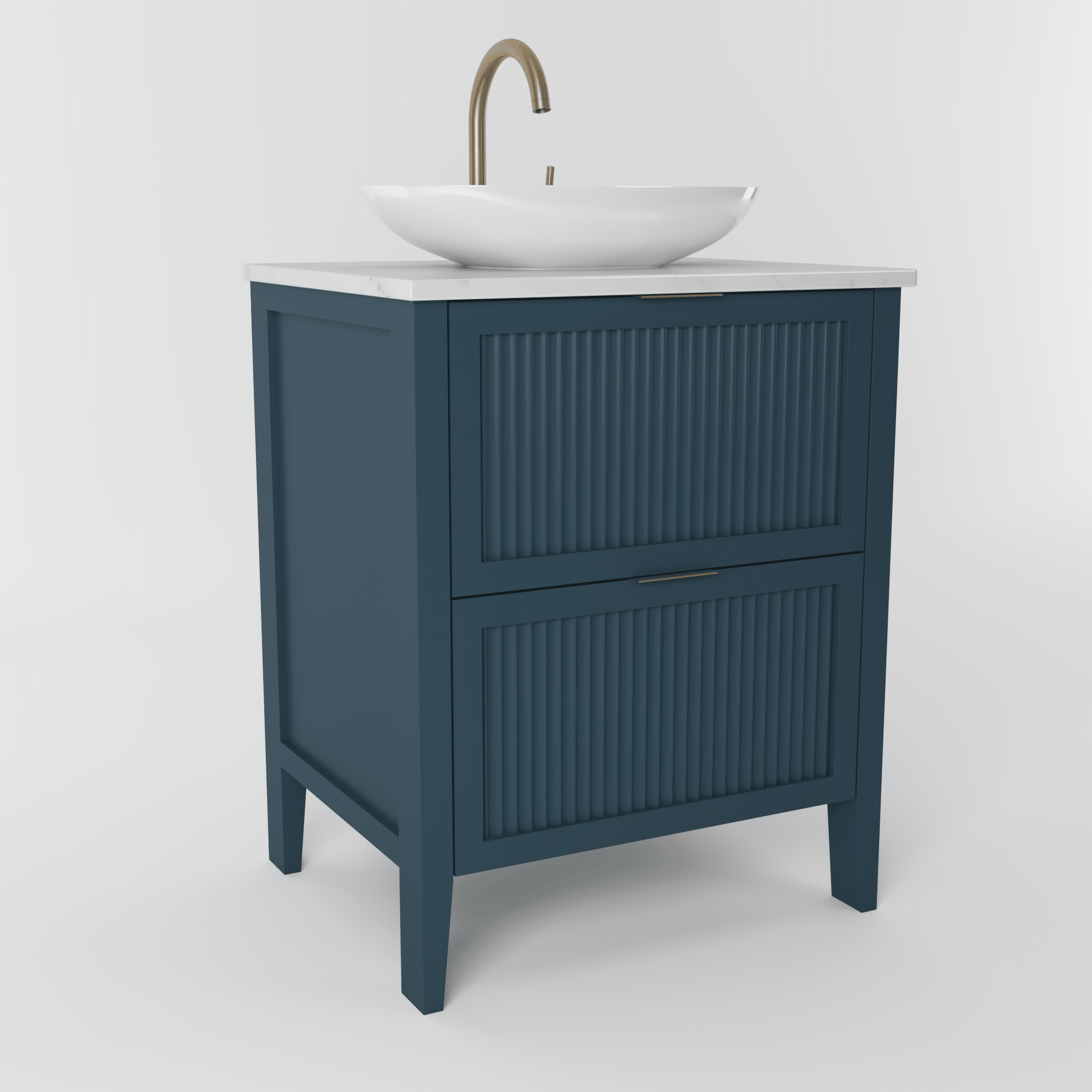The Clifton | Painted Fluted Vanity 600mm Stiffkey Blue - Mockridge Design