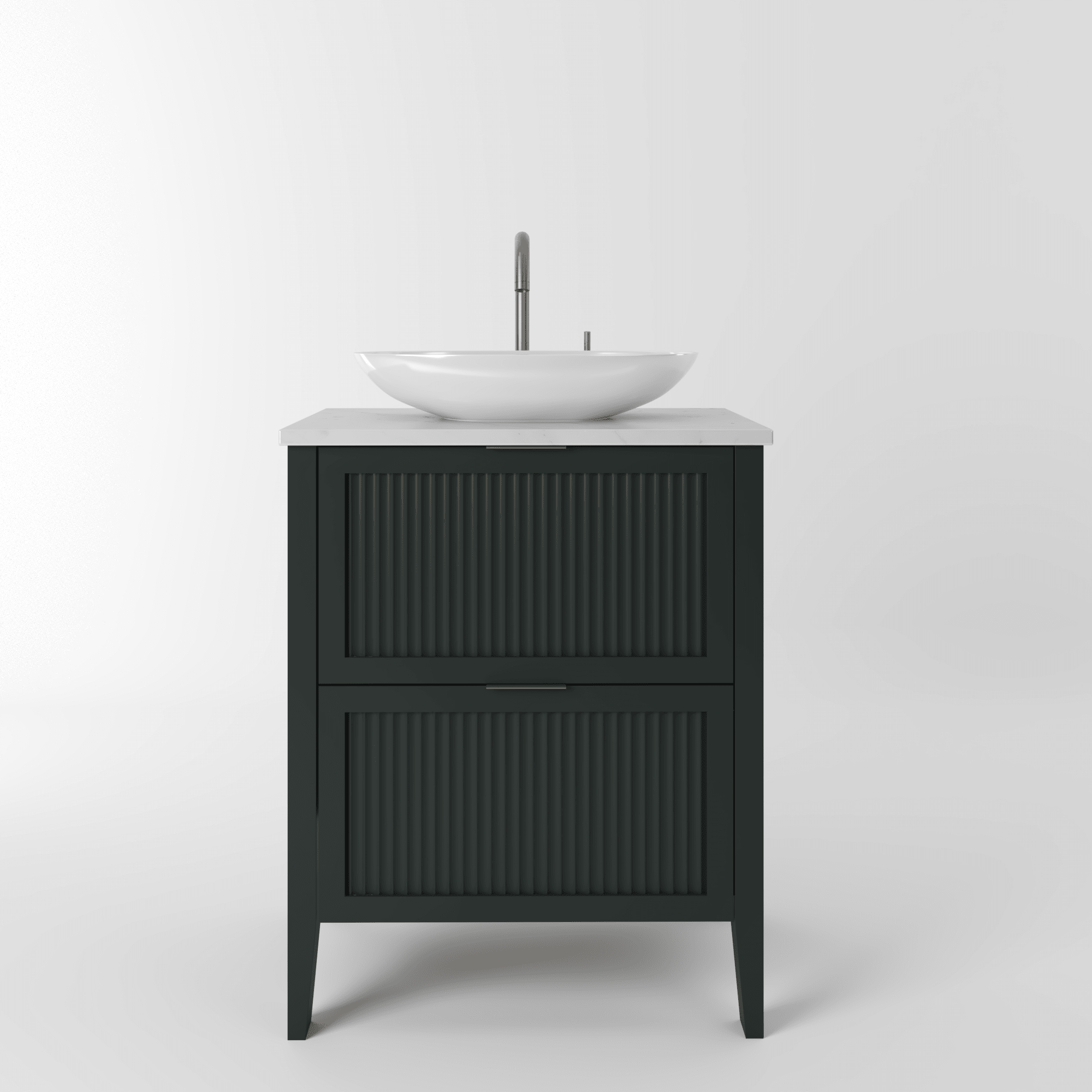 The Clifton | Painted Fluted Vanity 600mm Studio Green - Mockridge Design