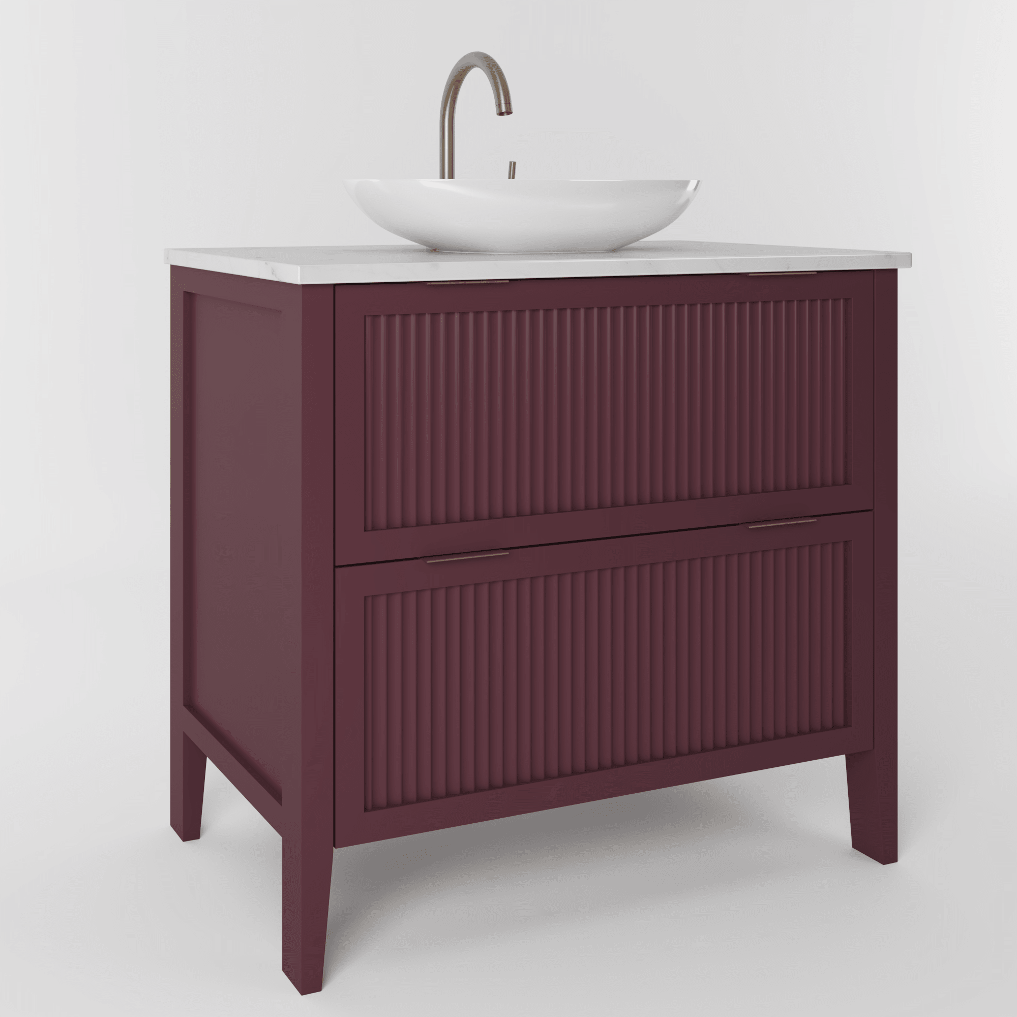 The Clifton | Painted Fluted Vanity 800mm Brinjal - Mockridge Design
