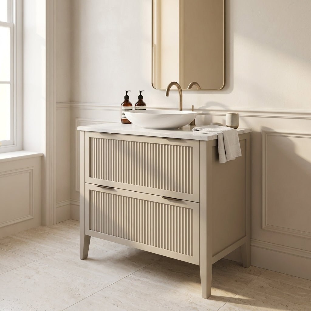 The Clifton | Painted Fluted Vanity 800mm Elephants Breath - Mockridge Design