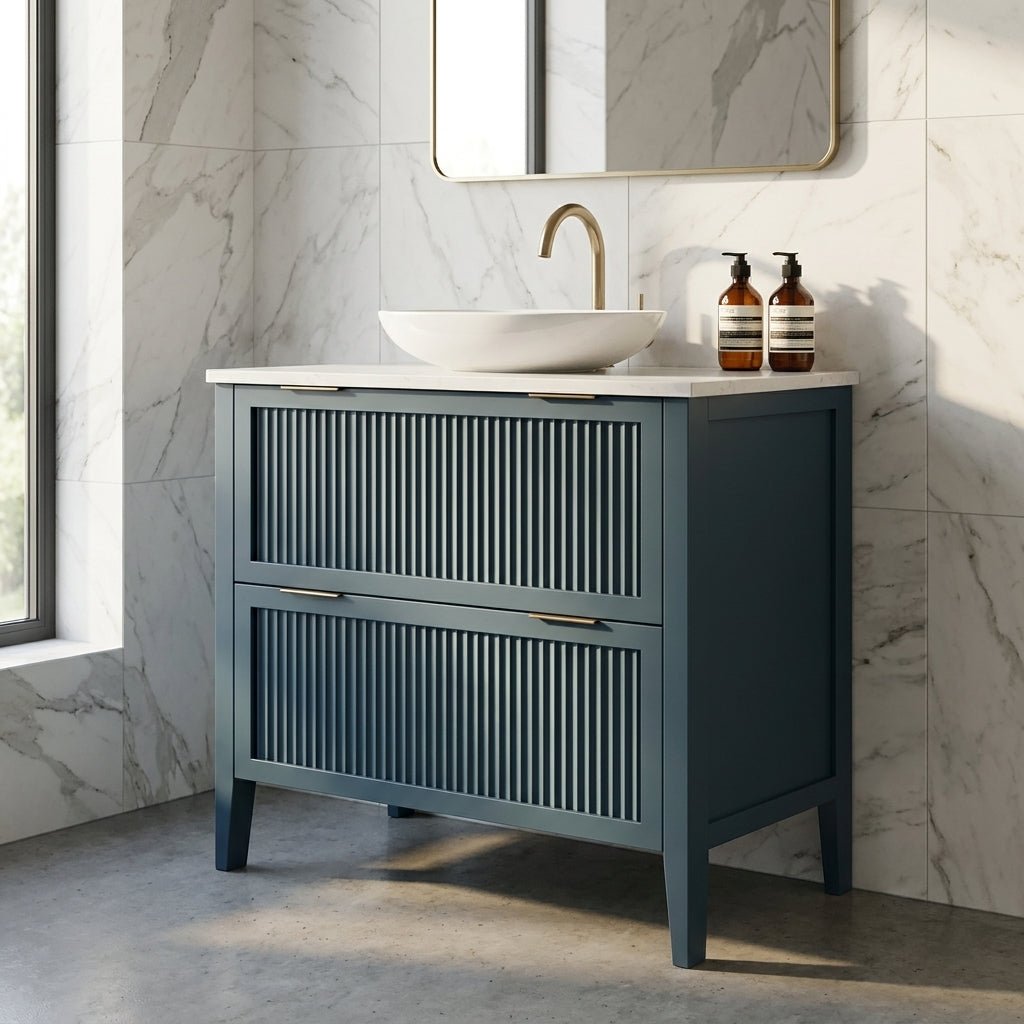 The Clifton | Painted Fluted Vanity 800mm Stiffkey Blue - Mockridge Design