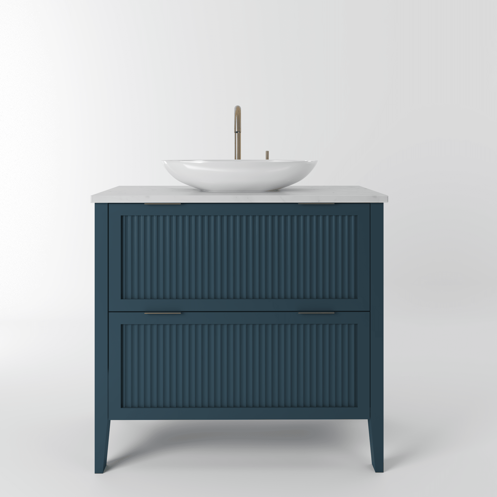 The Clifton | Painted Fluted Vanity 800mm Stiffkey Blue - Mockridge Design