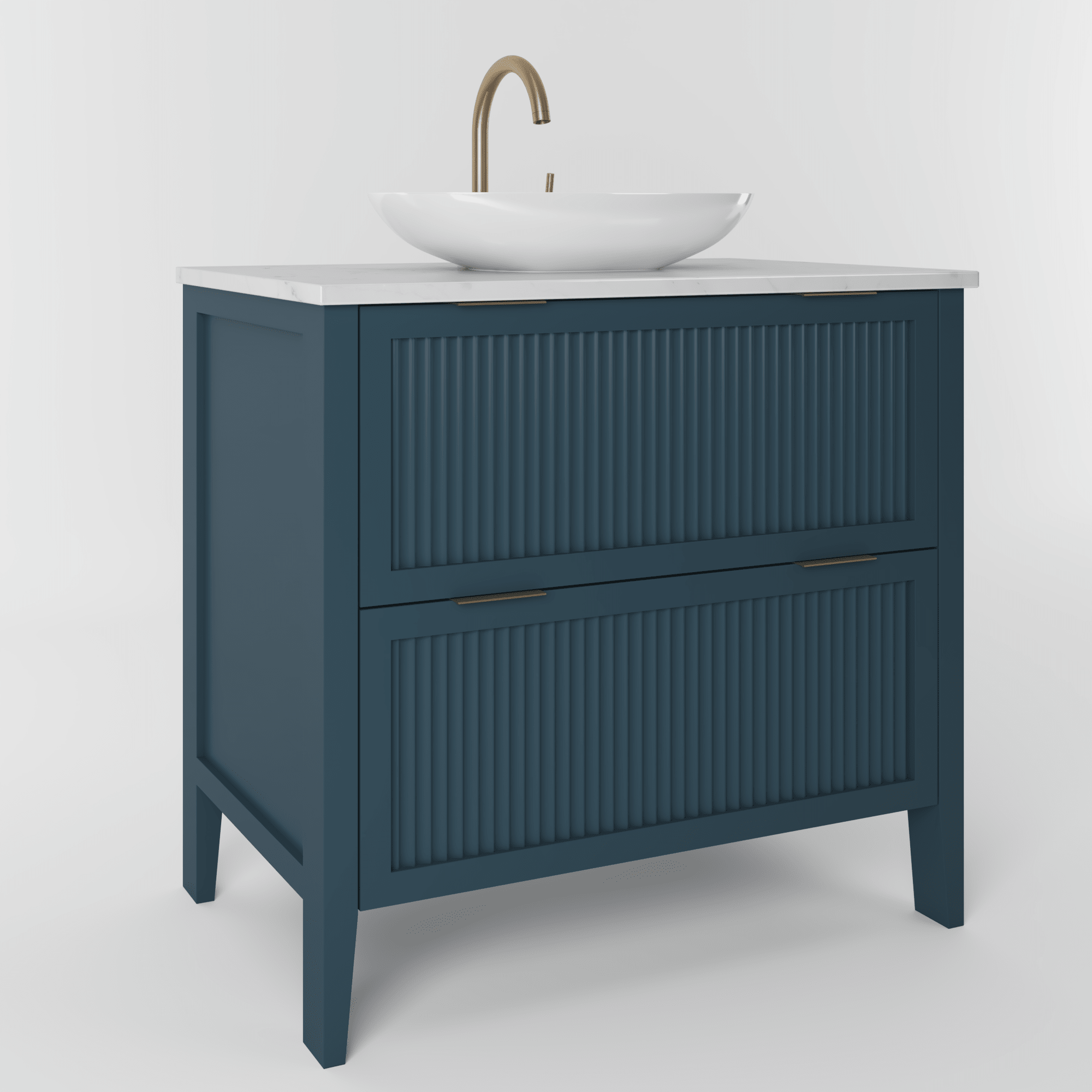 The Clifton | Painted Fluted Vanity 800mm Stiffkey Blue - Mockridge Design