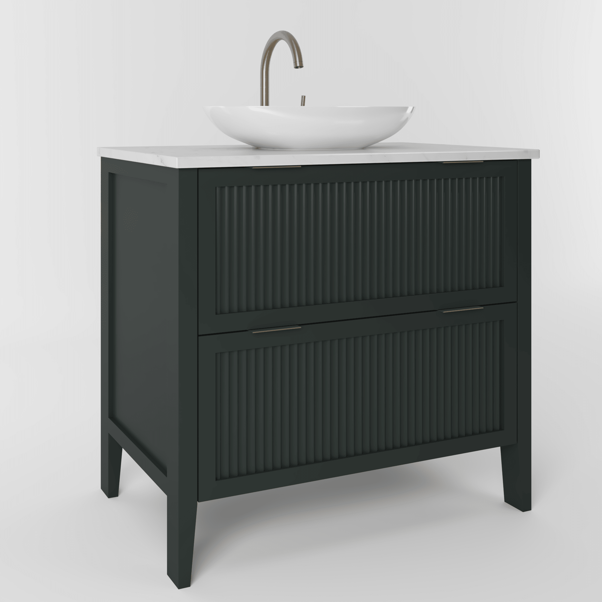 The Clifton | Painted Fluted Vanity 800mm Studio Green - Mockridge Design