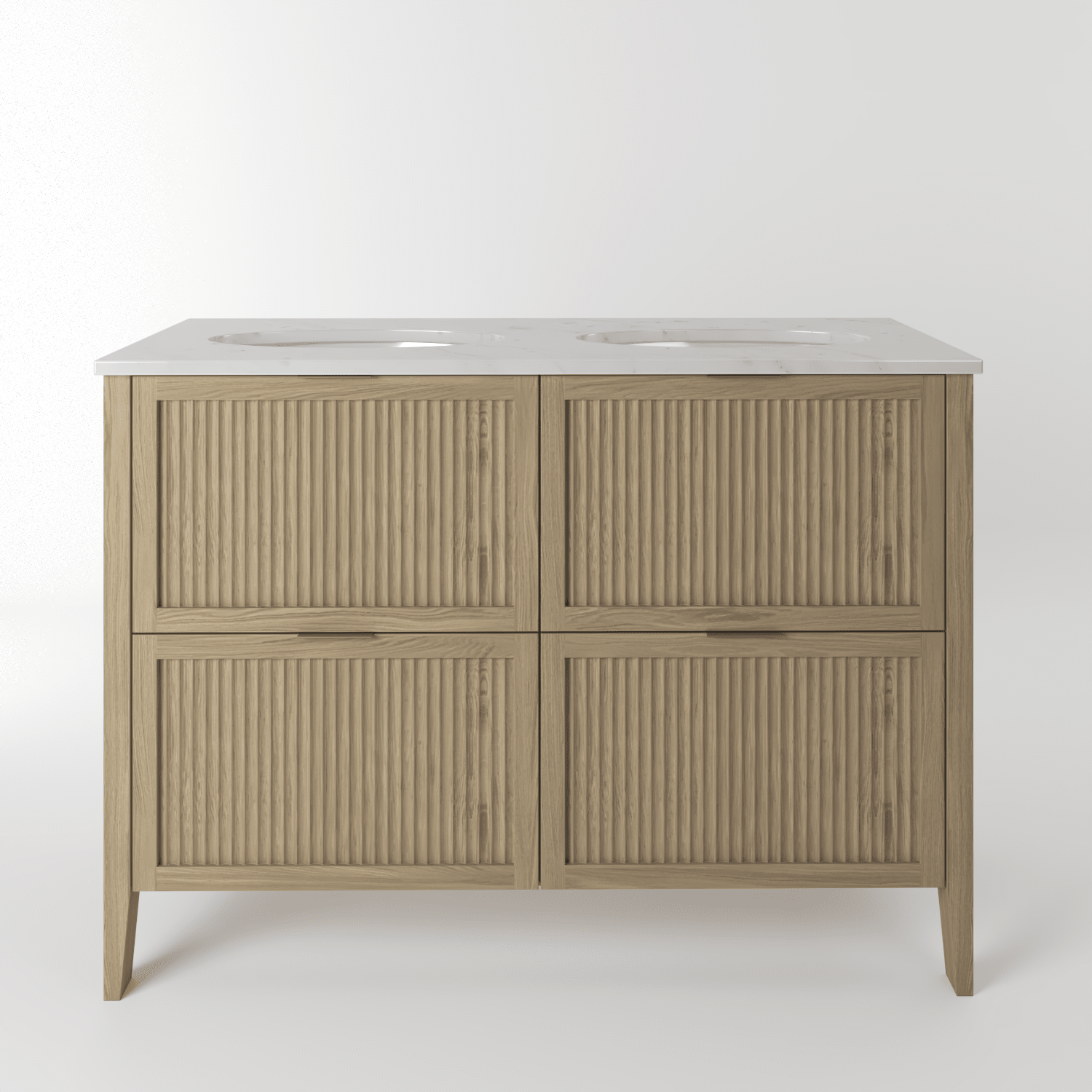 The Clifton | Undermounted | Oak Fluted Double Vanity 1200mm | Macchiato - Mockridge Design
