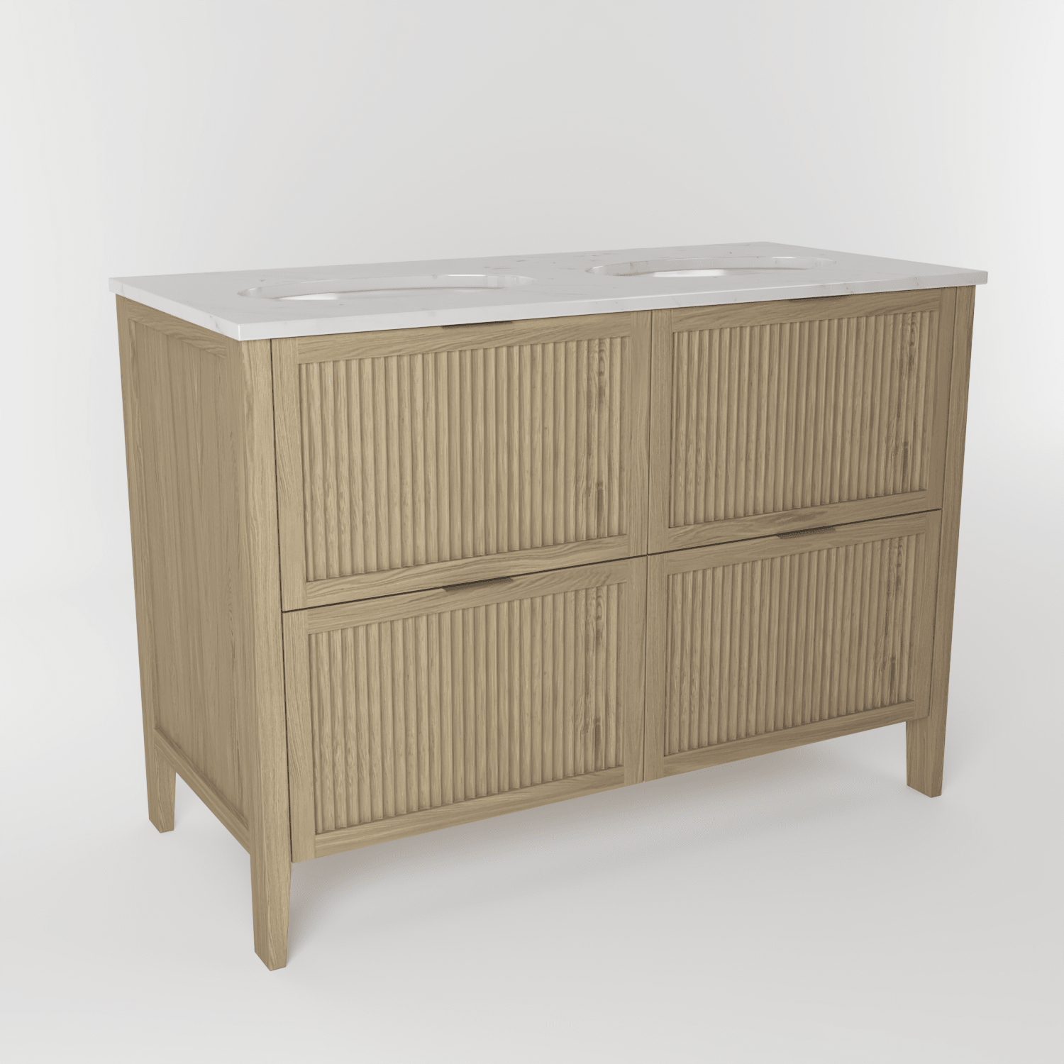 The Clifton | Undermounted | Oak Fluted Double Vanity 1200mm | Macchiato - Mockridge Design