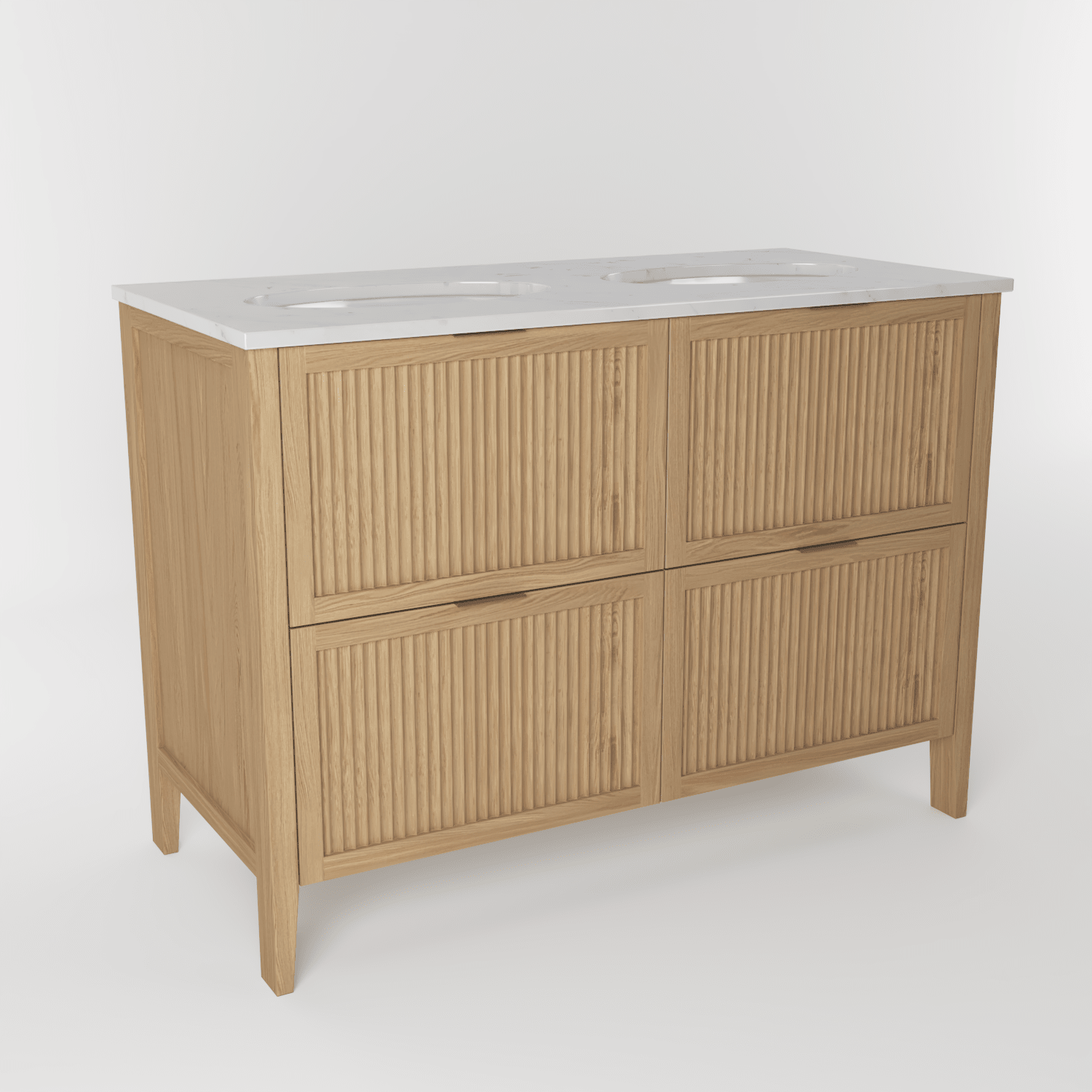 The Clifton | Undermounted | Oak Fluted Double Vanity 1200mm | Natural - Mockridge Design