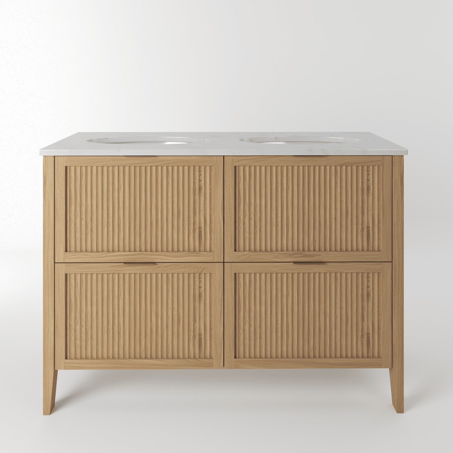 The Clifton | Undermounted | Oak Fluted Double Vanity 1200mm | Natural - Mockridge Design