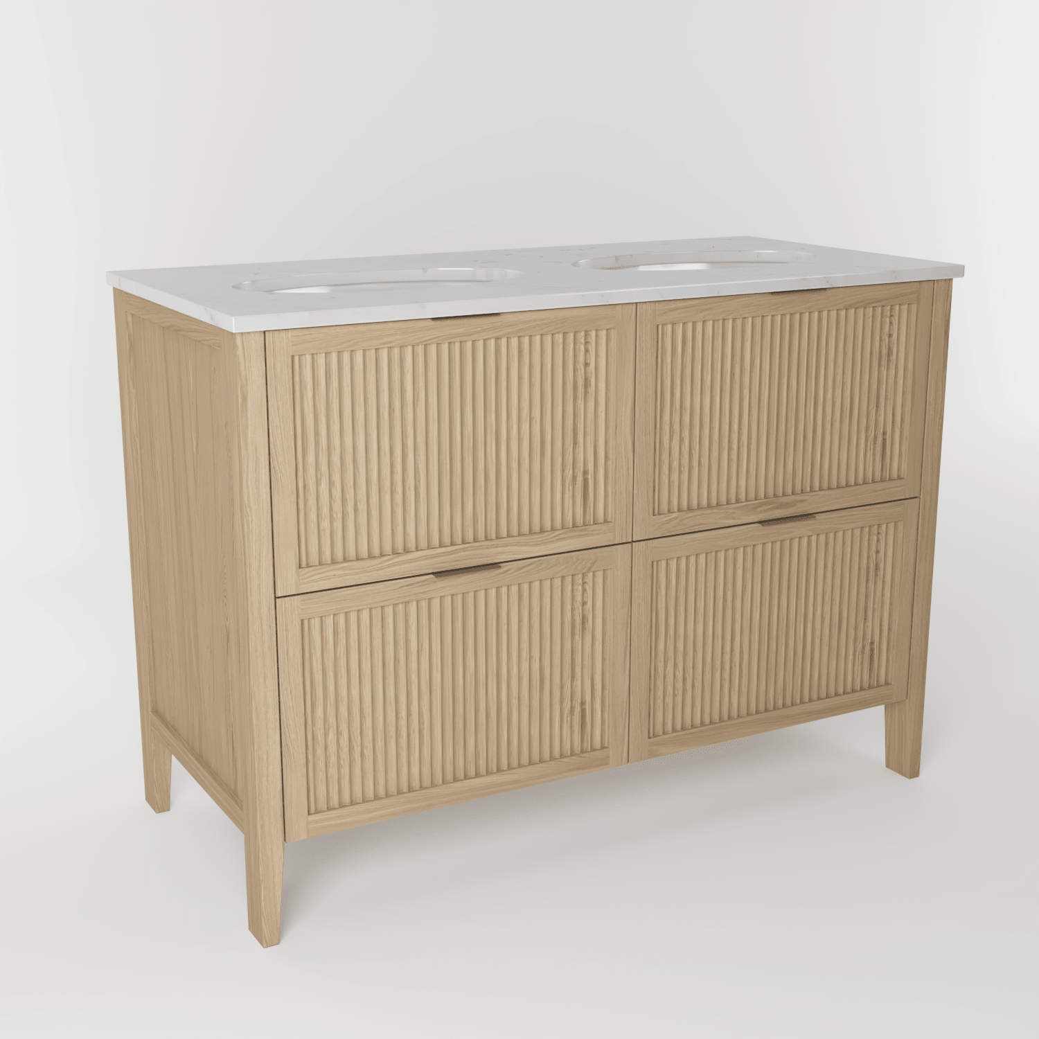 The Clifton | Undermounted | Oak Fluted Double Vanity 1200mm | Smoke 5% - Mockridge Design