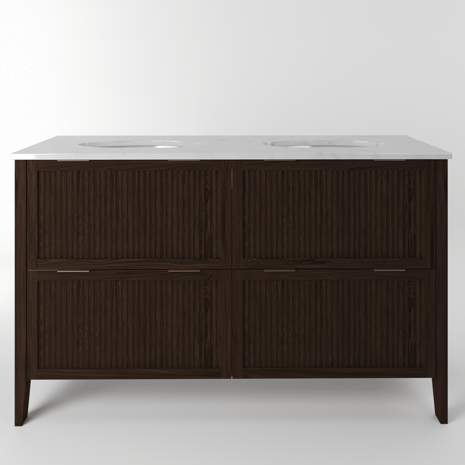 The Clifton | Undermounted | Oak Fluted Double Vanity 1400mm | Espresso - Mockridge Design