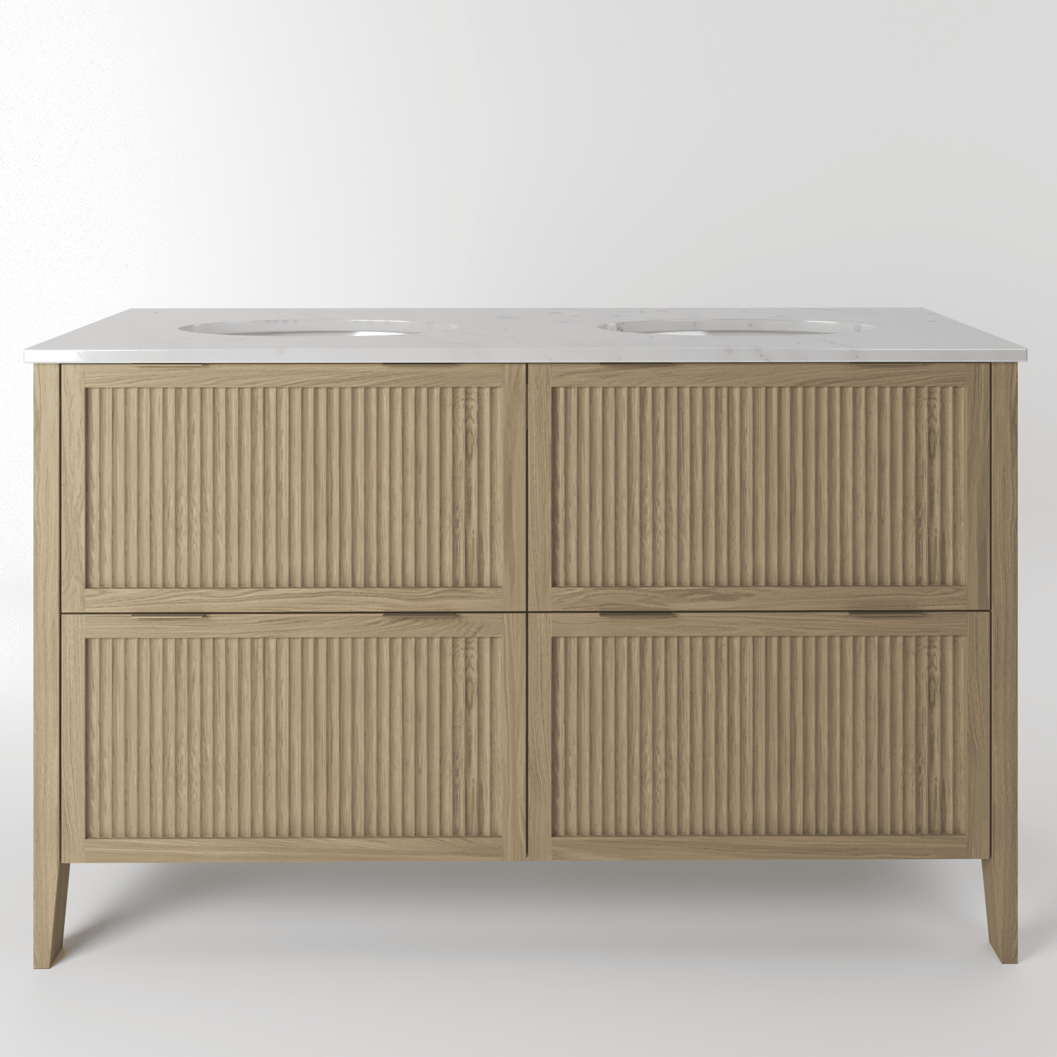The Clifton | Undermounted | Oak Fluted Double Vanity 1400mm | Macchiato - Mockridge Design