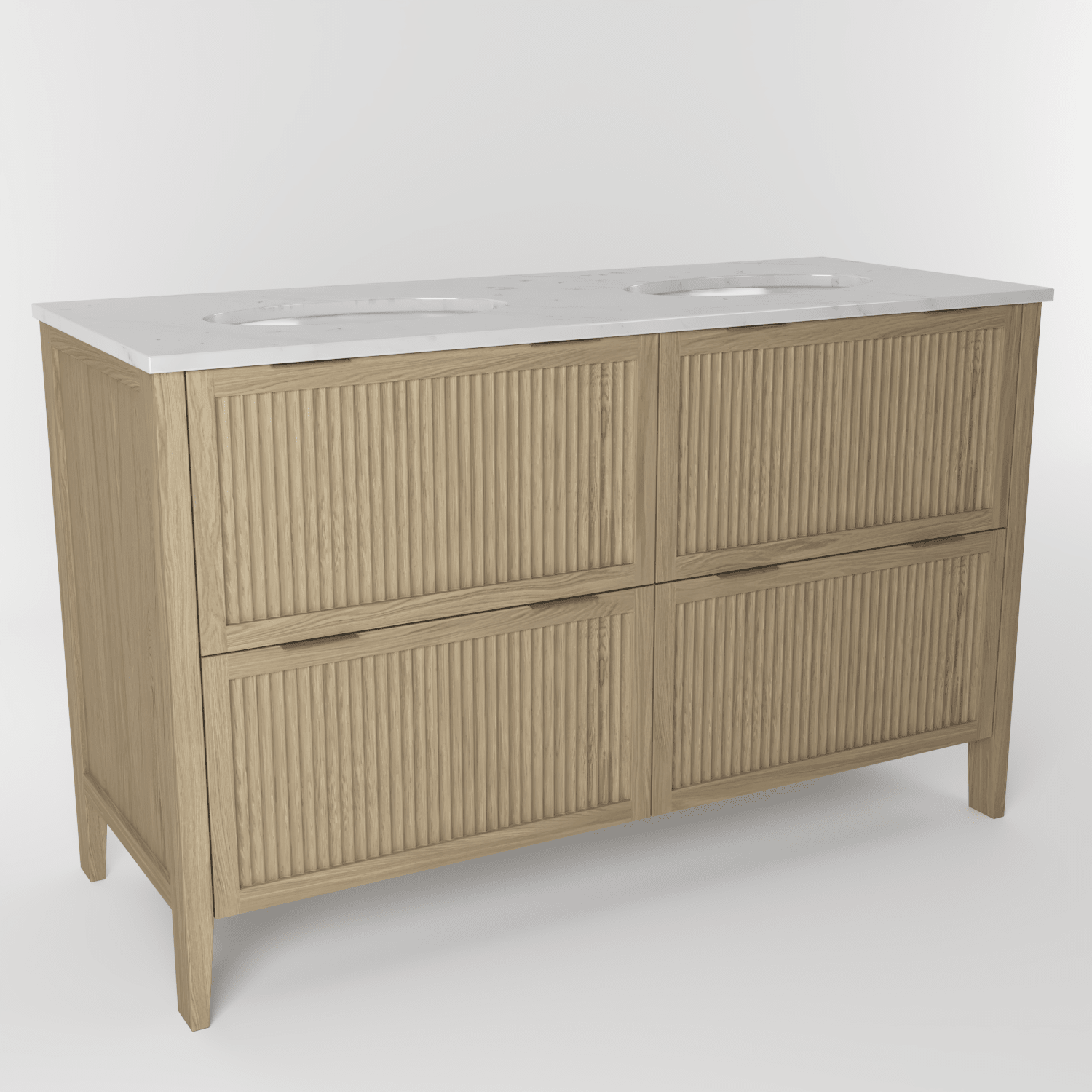 The Clifton | Undermounted | Oak Fluted Double Vanity 1400mm | Macchiato - Mockridge Design