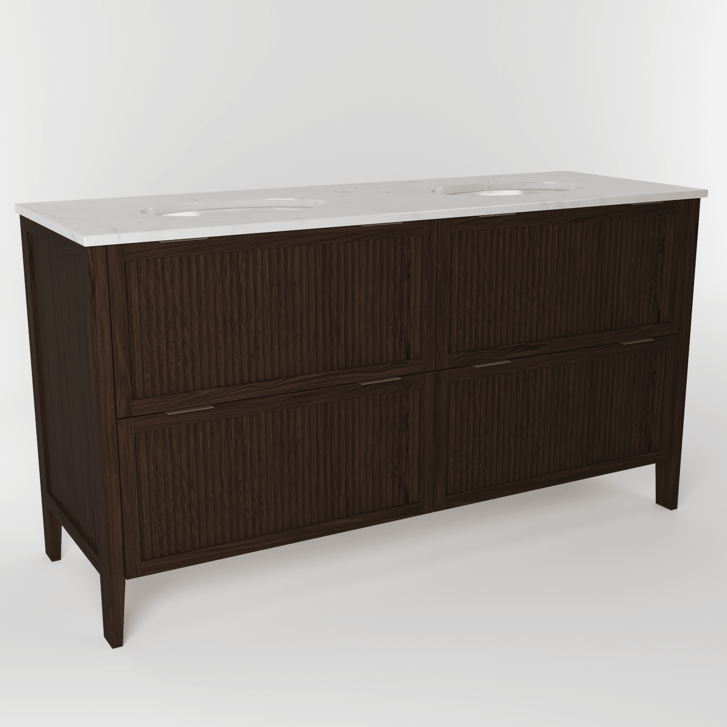 The Clifton | Undermounted | Oak Fluted Double Vanity 1600mm | Espresso - Mockridge Design