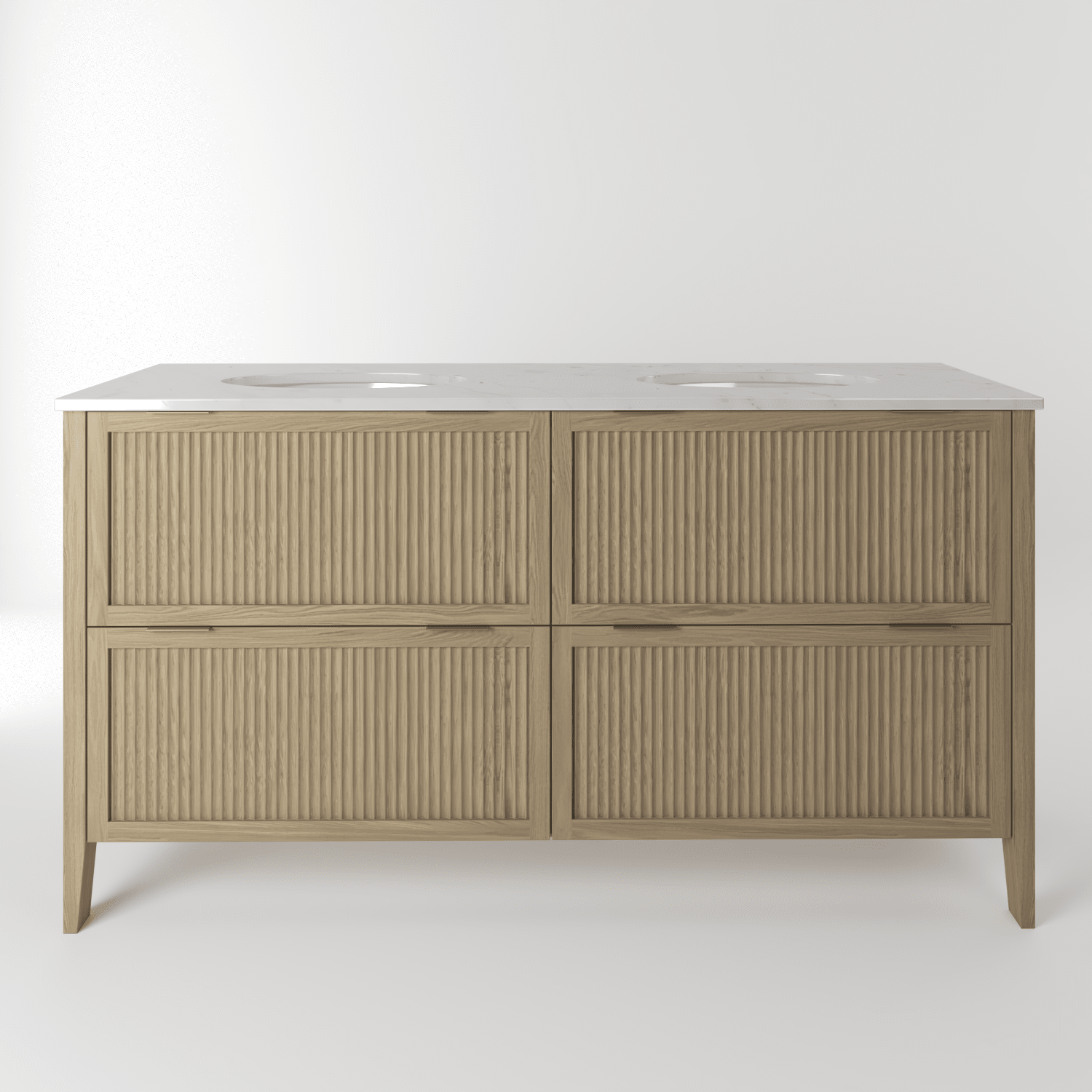 The Clifton | Undermounted | Oak Fluted Double Vanity 1600mm | Macchiato - Mockridge Design