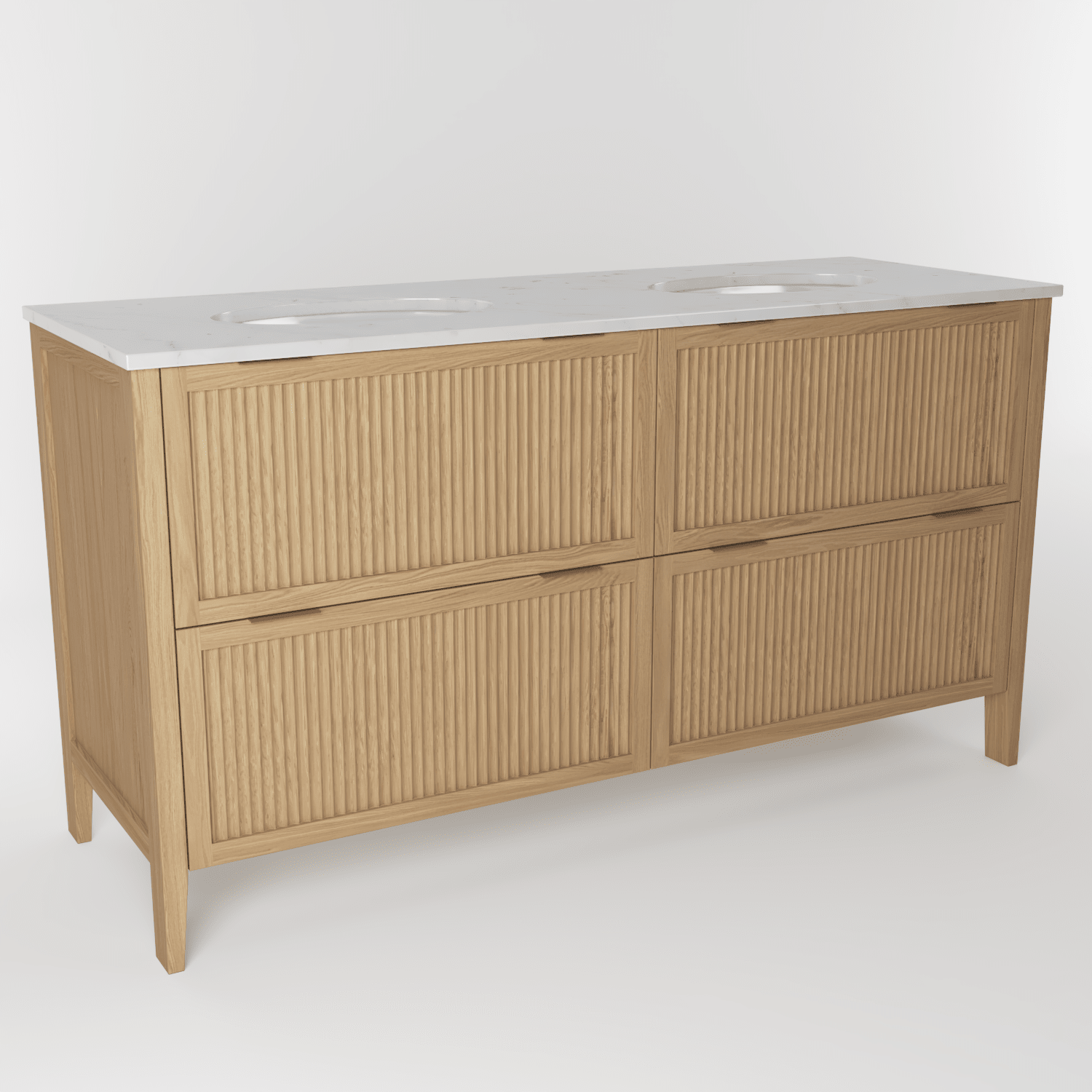 The Clifton | Undermounted | Oak Fluted Double Vanity 1600mm | Natural - Mockridge Design