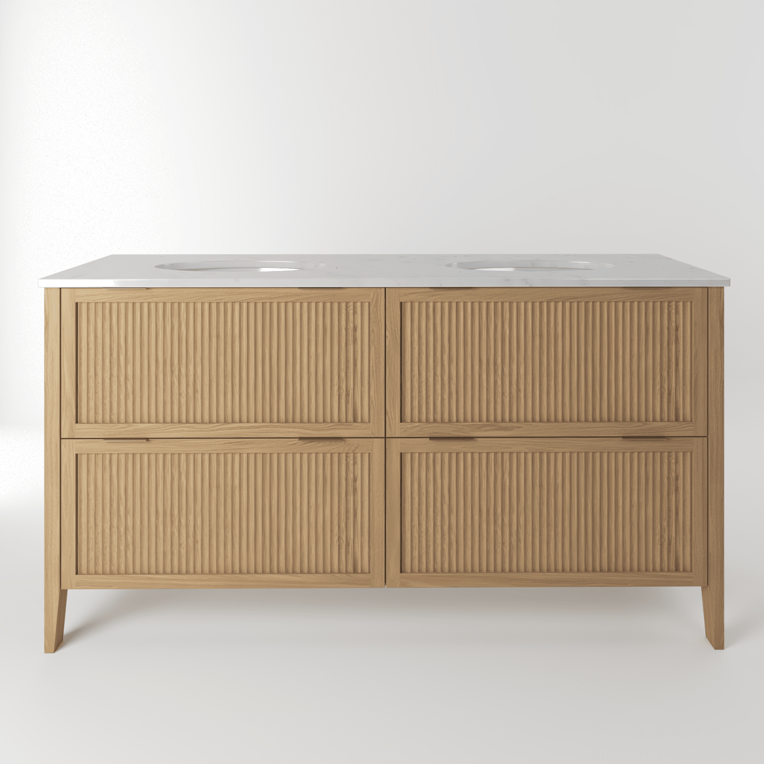 The Clifton | Undermounted | Oak Fluted Double Vanity 1600mm | Natural - Mockridge Design