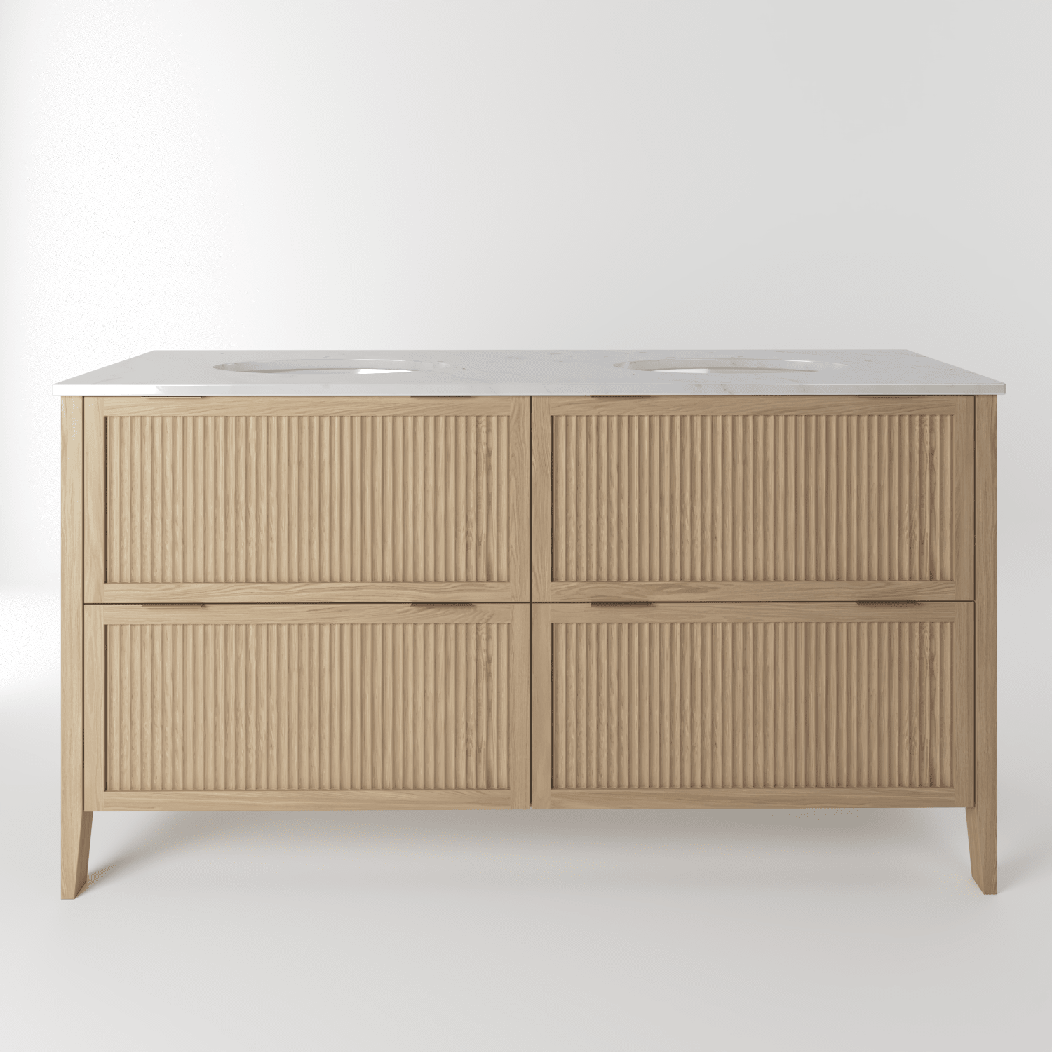 The Clifton | Undermounted | Oak Fluted Double Vanity 1600mm | Smoke 5% - Mockridge Design