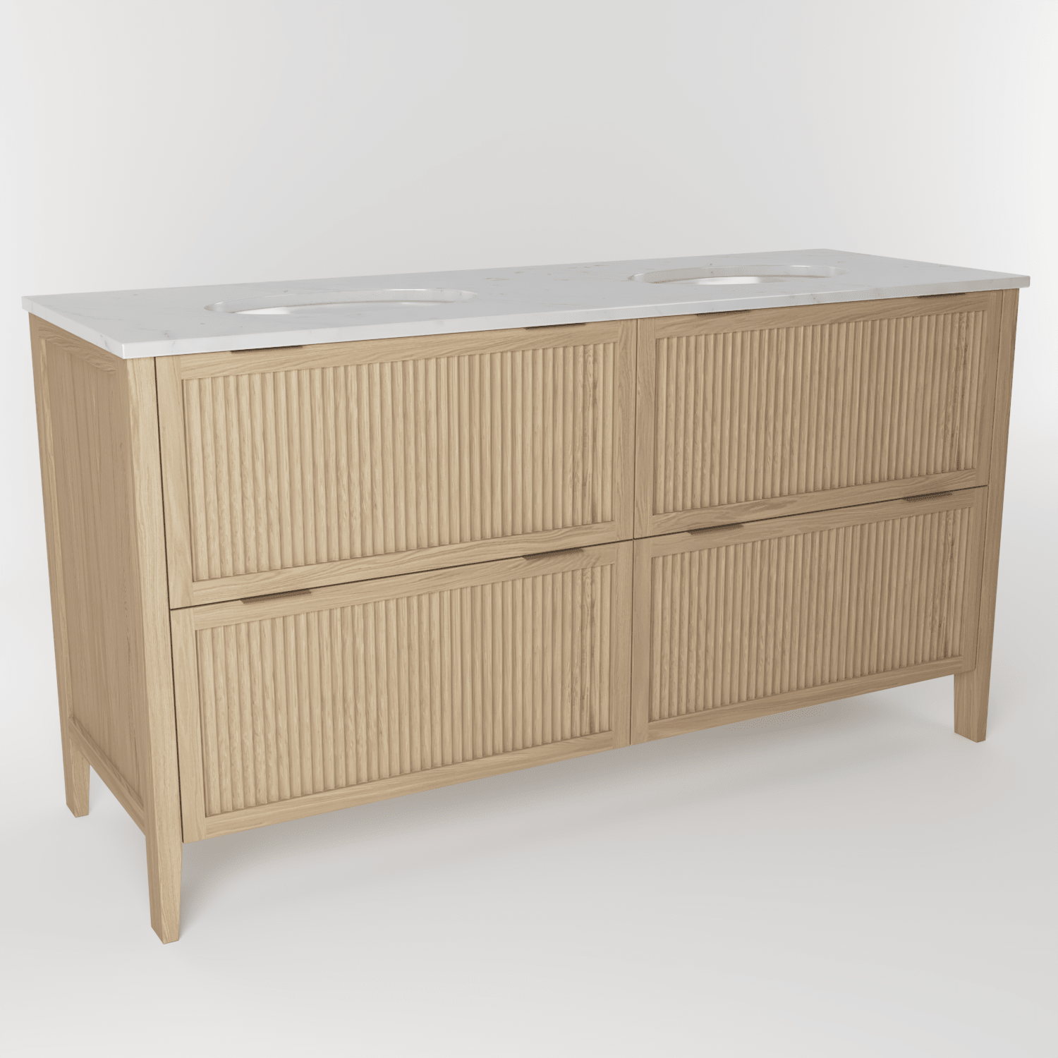 The Clifton | Undermounted | Oak Fluted Double Vanity 1600mm | Smoke 5% - Mockridge Design