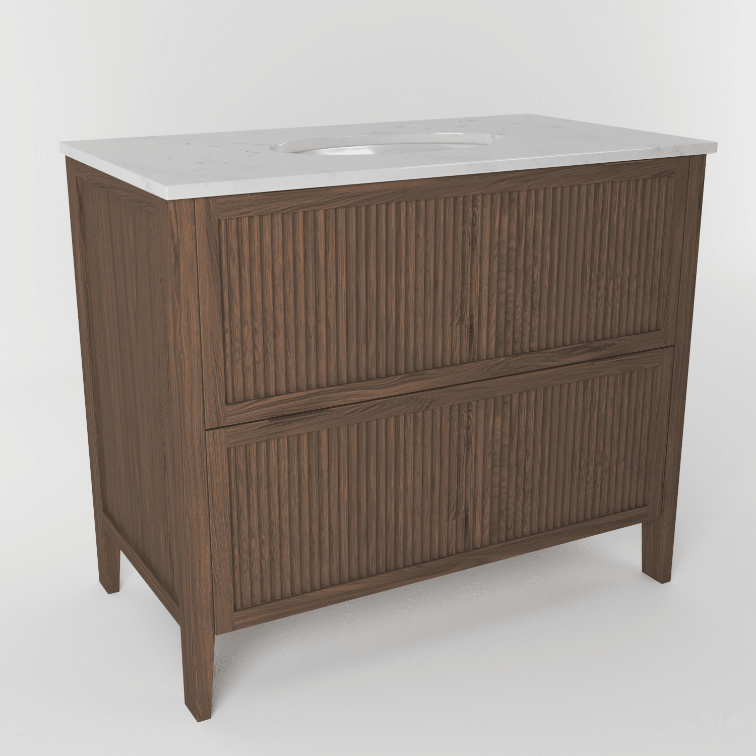 The Clifton | Undermounted | Oak Fluted Vanity 1000mm | Chocolate - Mockridge Design