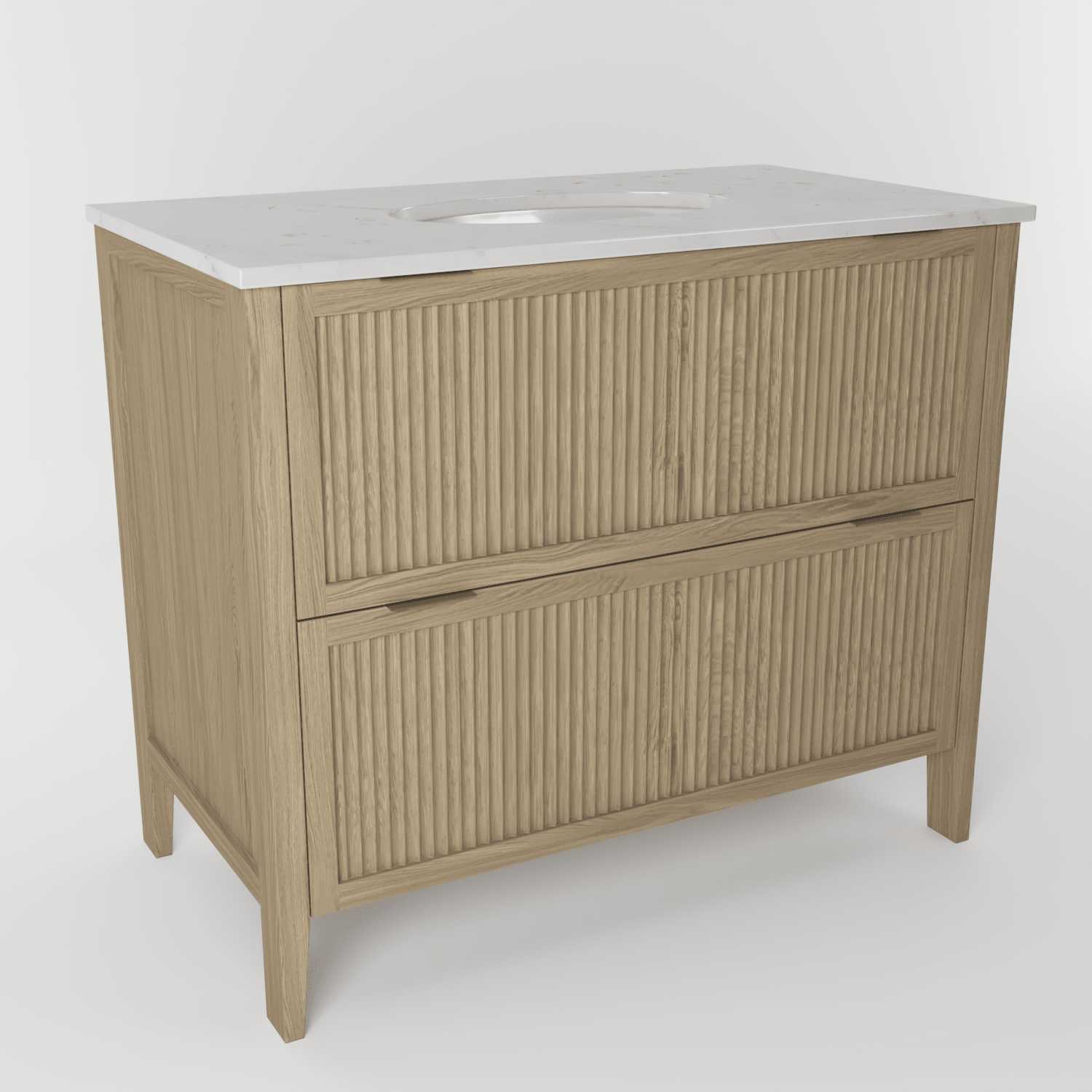 The Clifton | Undermounted | Oak Fluted Vanity 1000mm | Macchiato - Mockridge Design