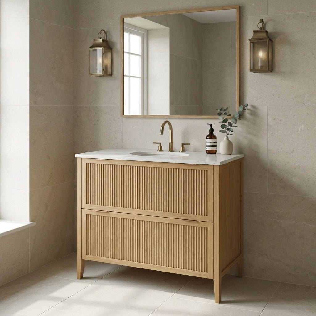 The Clifton | Undermounted | Oak Fluted Vanity 1000mm | Natural - Mockridge Design