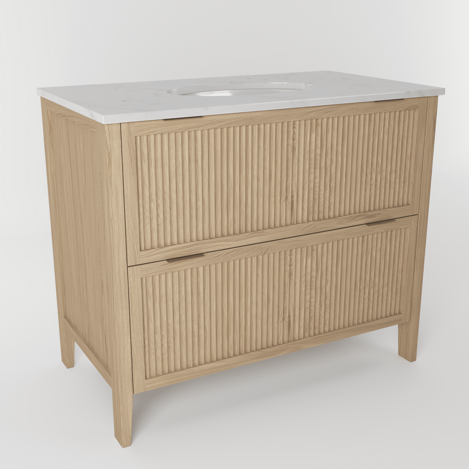 The Clifton | Undermounted | Oak Fluted Vanity 1000mm | Smoke 5% - Mockridge Design