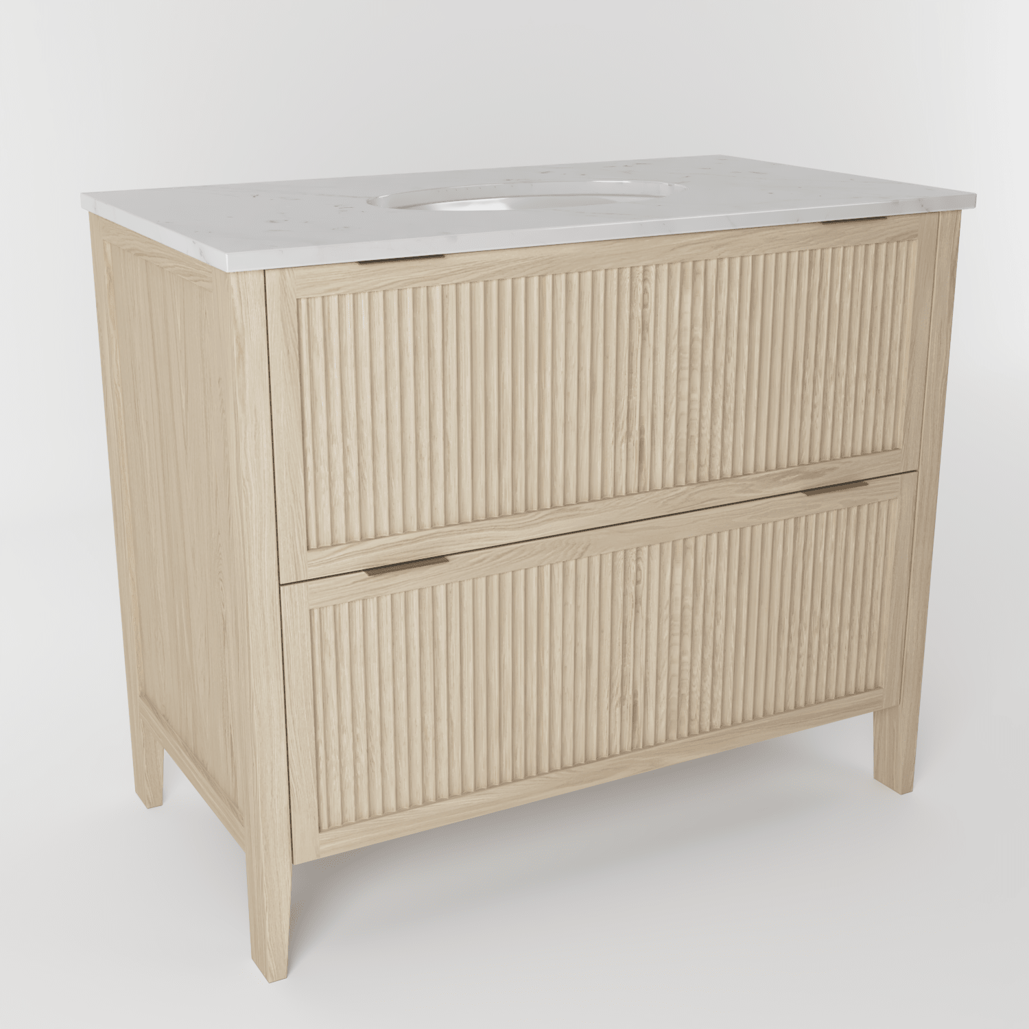 The Clifton | Undermounted | Oak Fluted Vanity 1000mm | White - Mockridge Design
