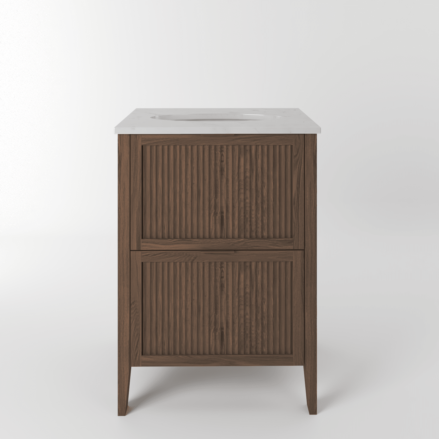 The Clifton | Undermounted | Oak Fluted Vanity 600mm | Chocolate - Mockridge Design