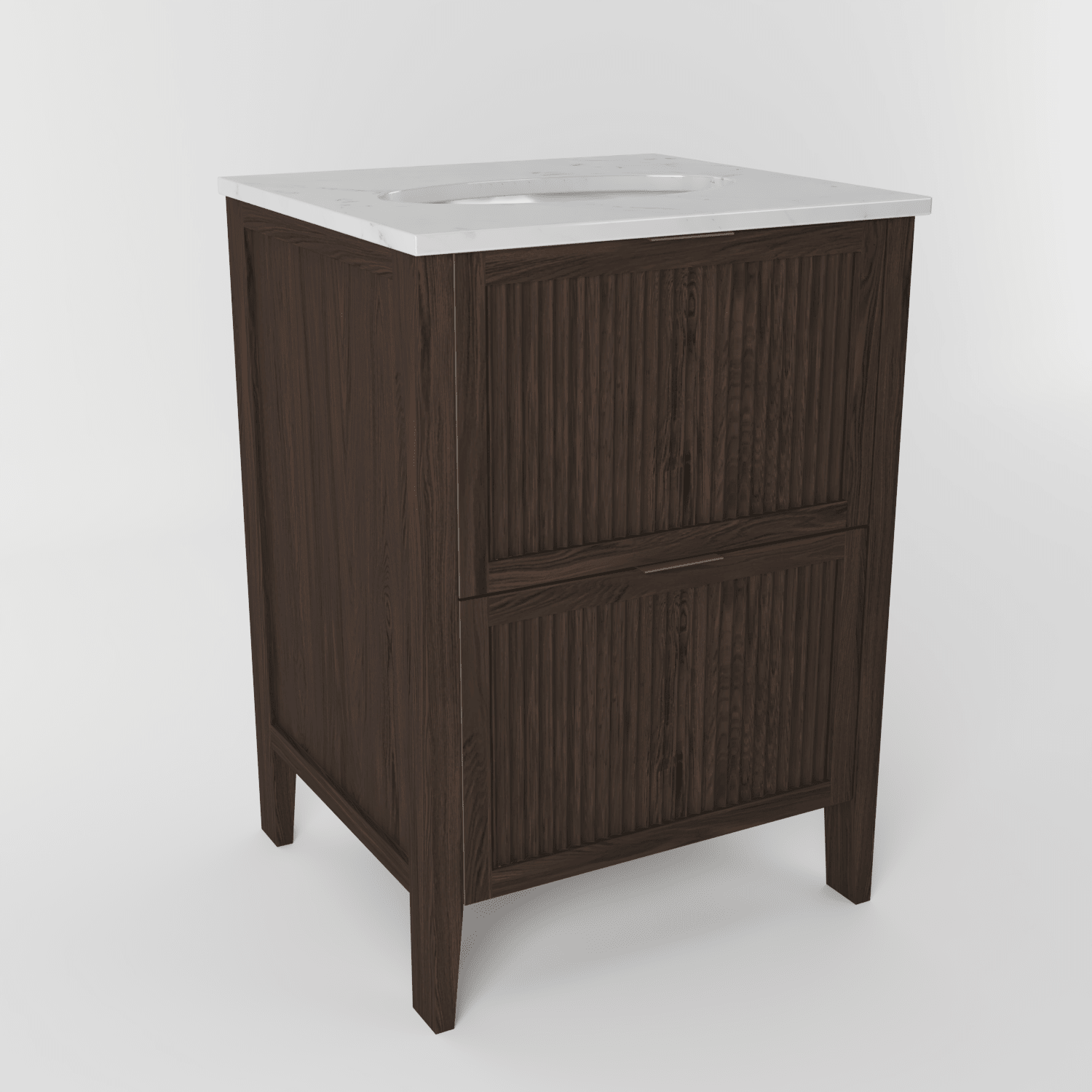 The Clifton | Undermounted | Oak Fluted Vanity 600mm | Dark Roast - Mockridge Design