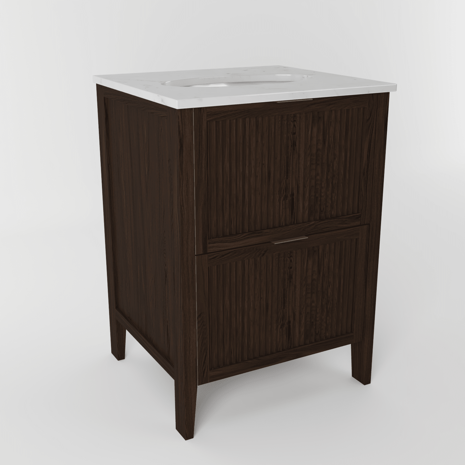 The Clifton | Undermounted | Oak Fluted Vanity 600mm | Espresso - Mockridge Design