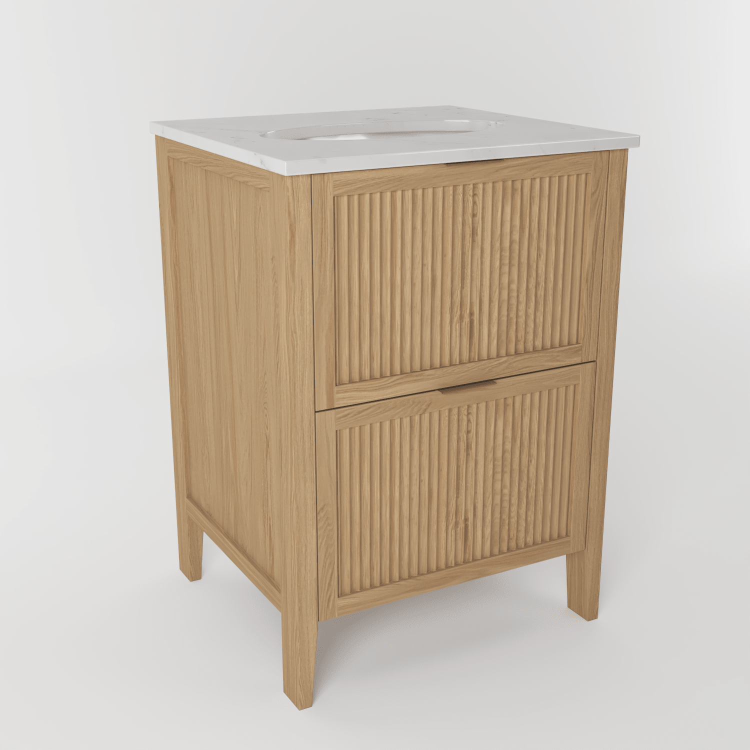 The Clifton | Undermounted | Oak Fluted Vanity 600mm | Natural - Mockridge Design