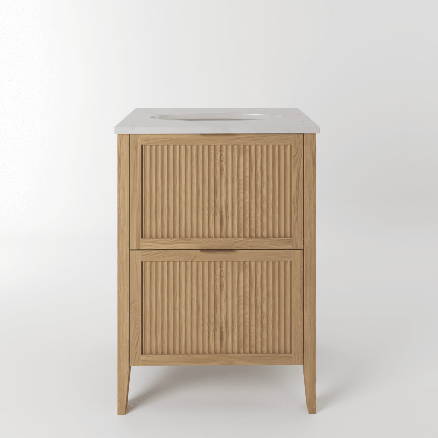 The Clifton | Undermounted | Oak Fluted Vanity 600mm | Natural - Mockridge Design