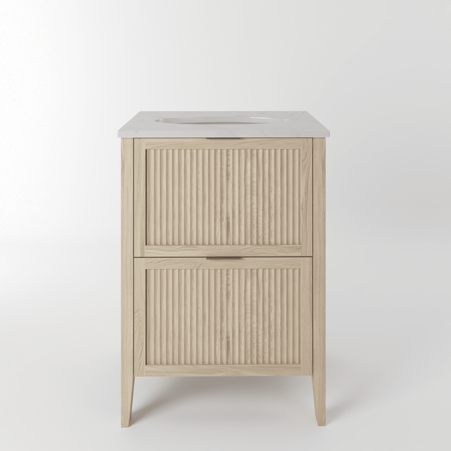 The Clifton | Undermounted | Oak Fluted Vanity 600mm | White - Mockridge Design