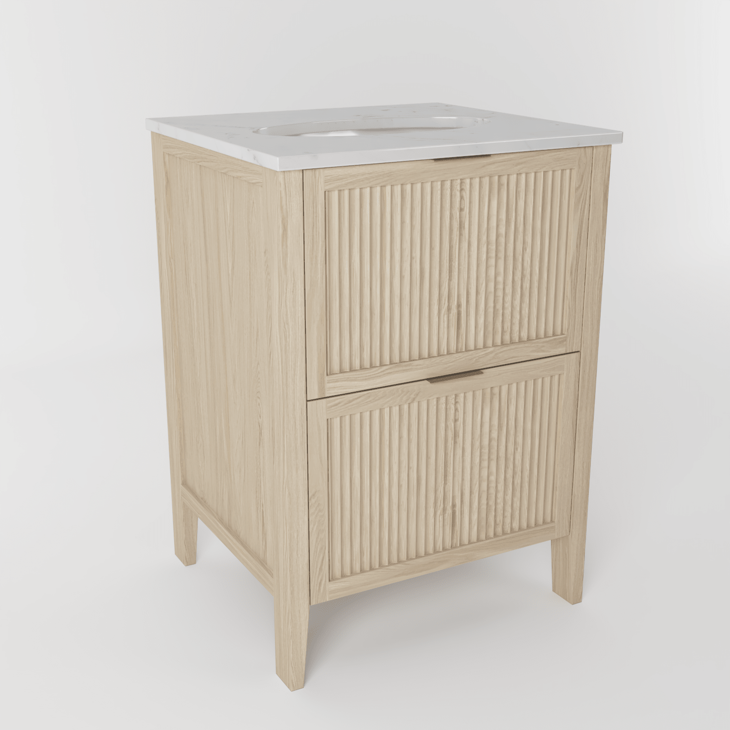 The Clifton | Undermounted | Oak Fluted Vanity 600mm | White - Mockridge Design