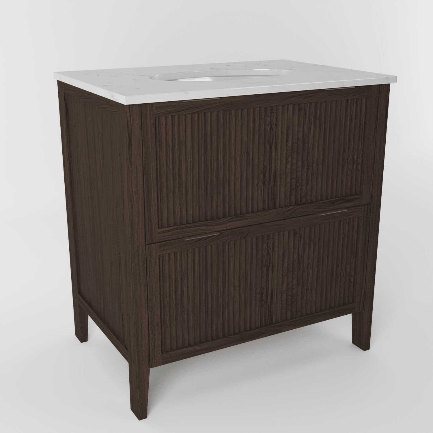 The Clifton | Undermounted | Oak Fluted Vanity 800mm | Dark Roast - Mockridge Design