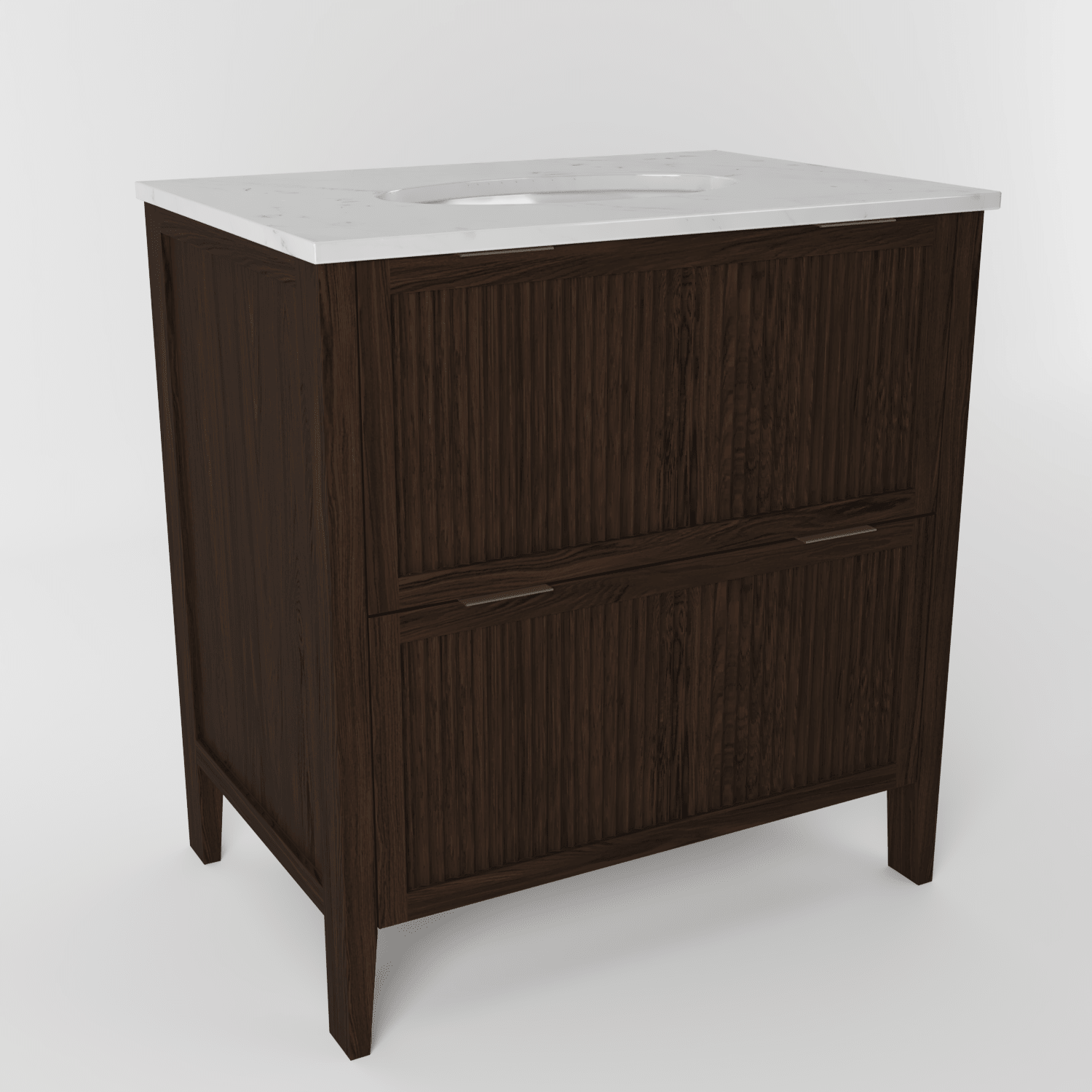 The Clifton | Undermounted | Oak Fluted Vanity 800mm | Espresso - Mockridge Design