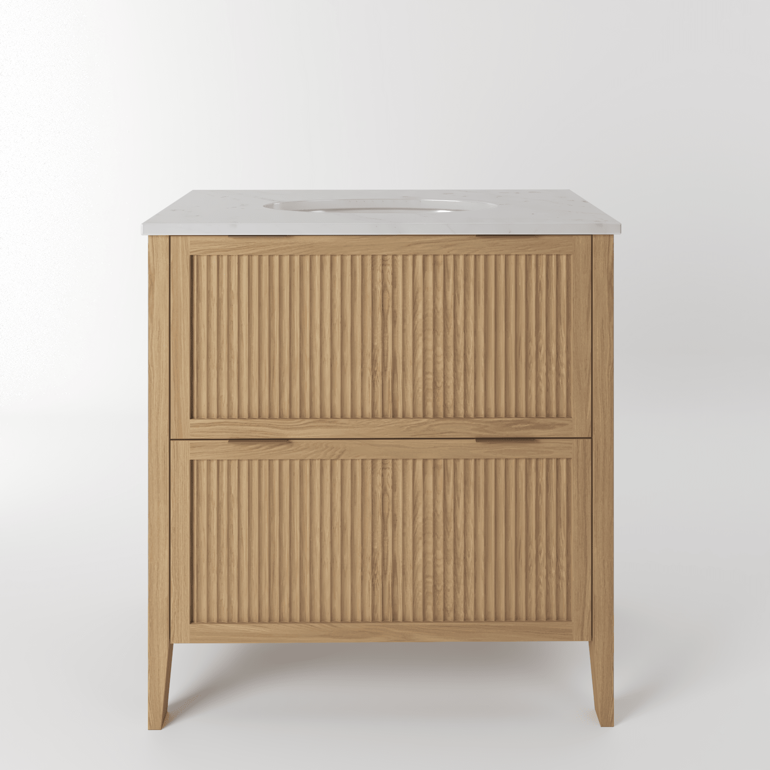 The Clifton | Undermounted | Oak Fluted Vanity 800mm | Natural - Mockridge Design